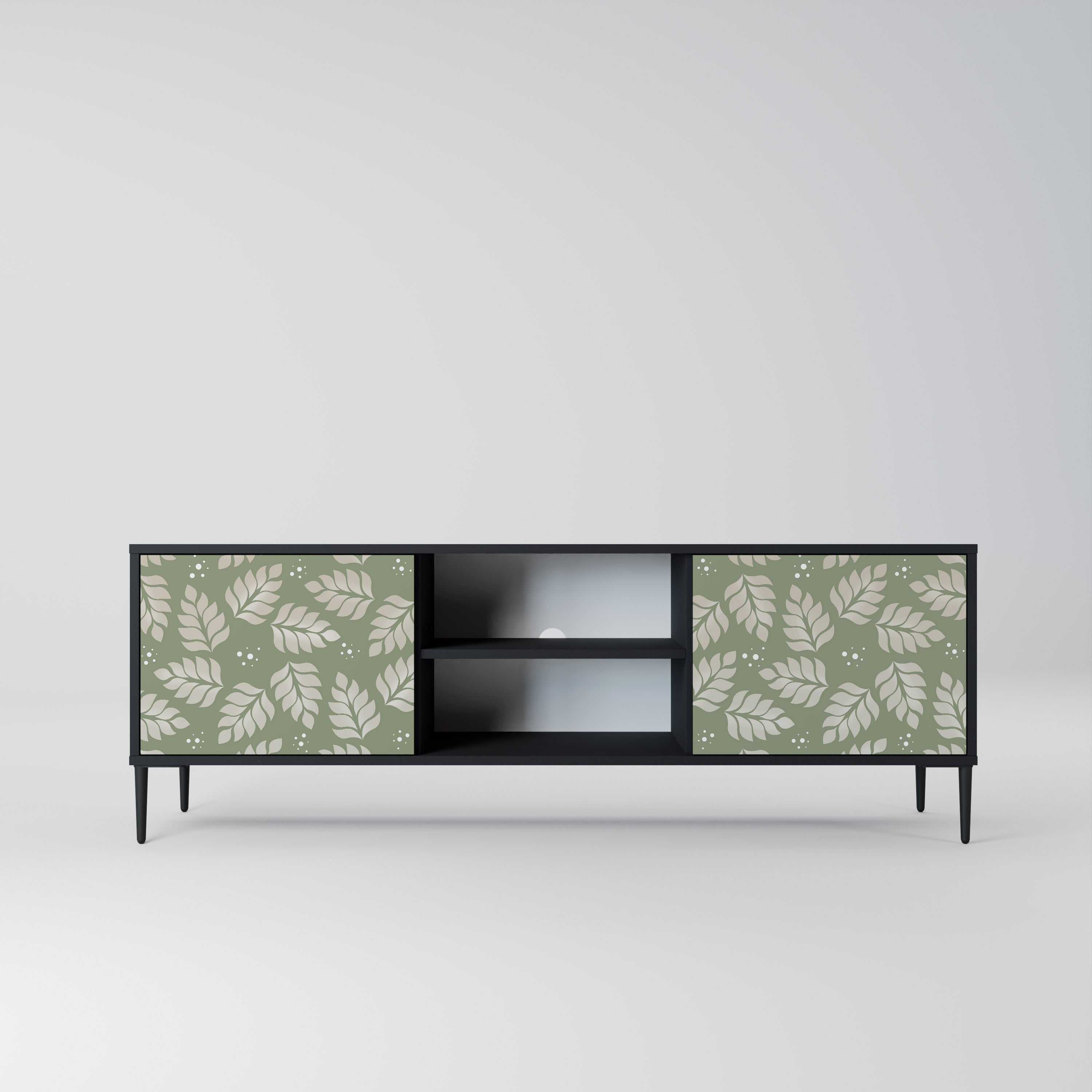 LEAVES ON GREEN 2-Door TV Stand in Black Finish