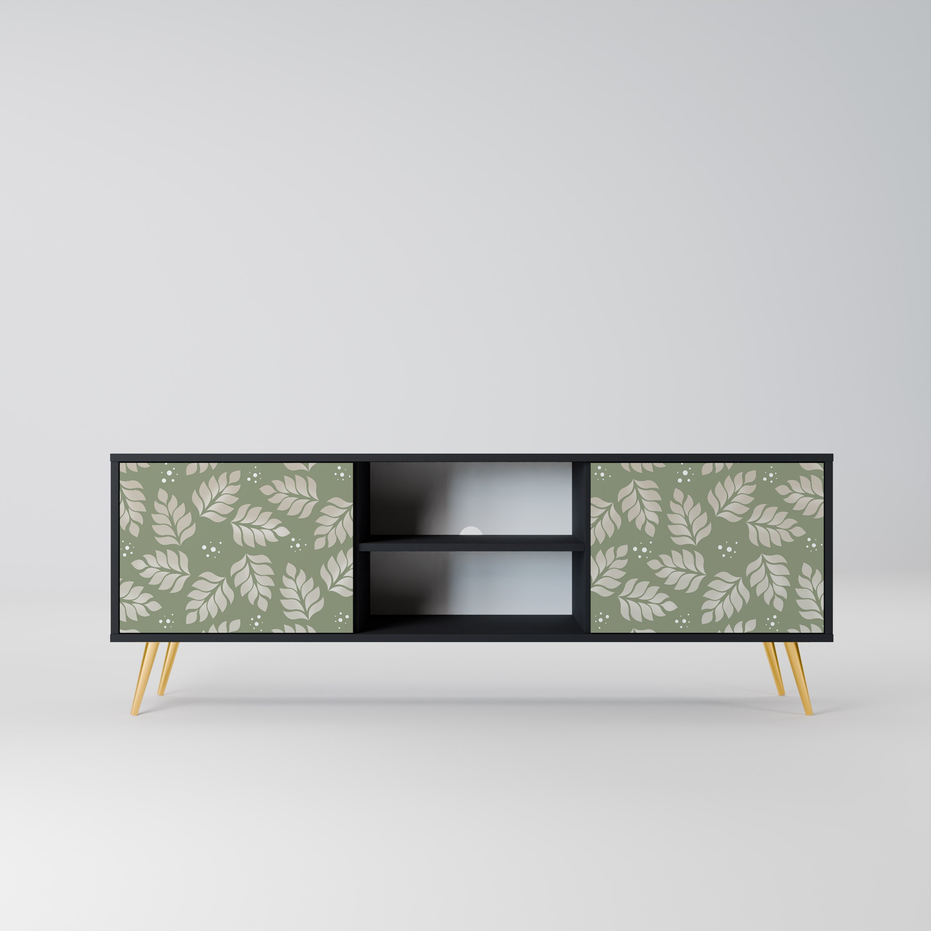 LEAVES ON GREEN 2-Door TV Stand in Black Finish