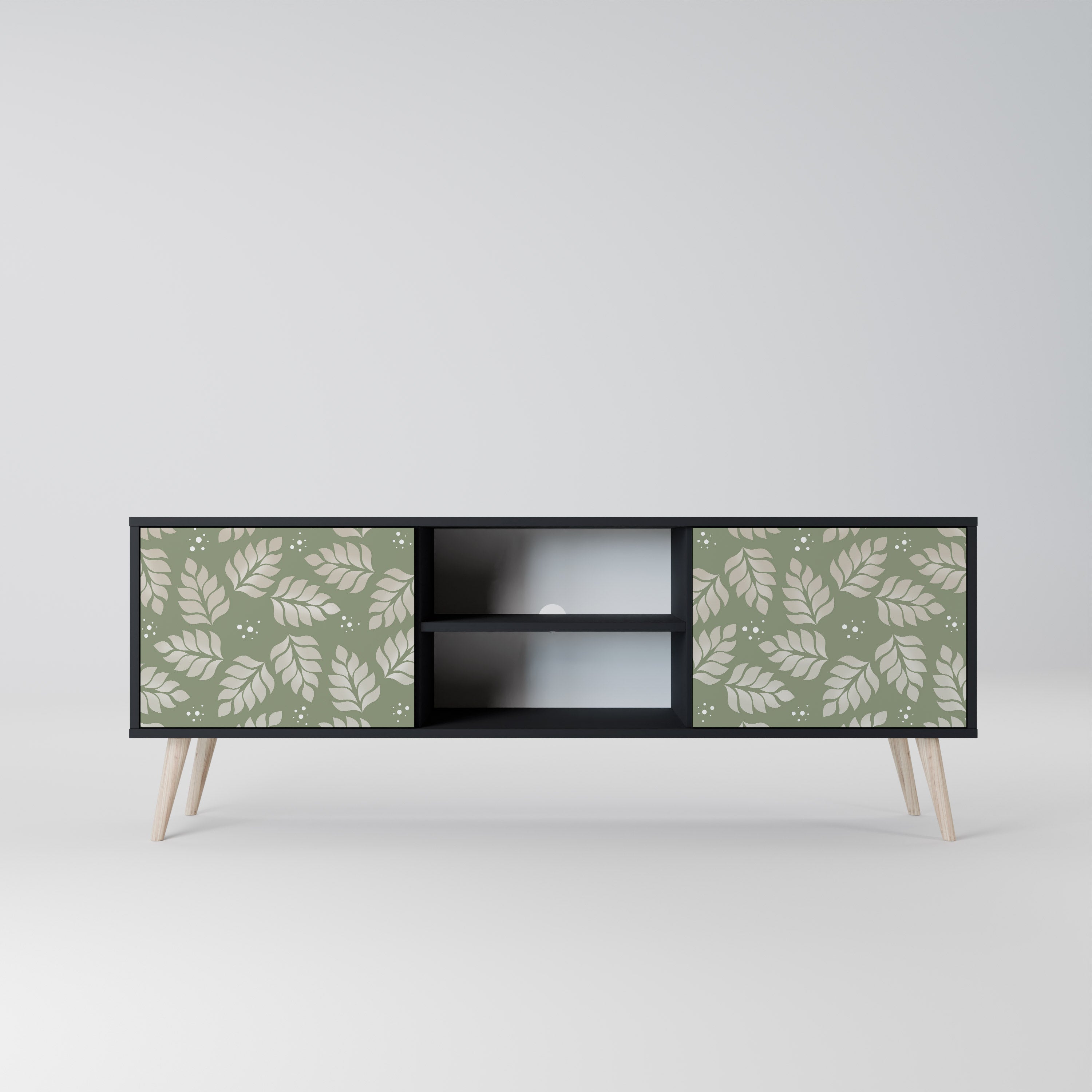 LEAVES ON GREEN 2-Door TV Stand in Black Finish