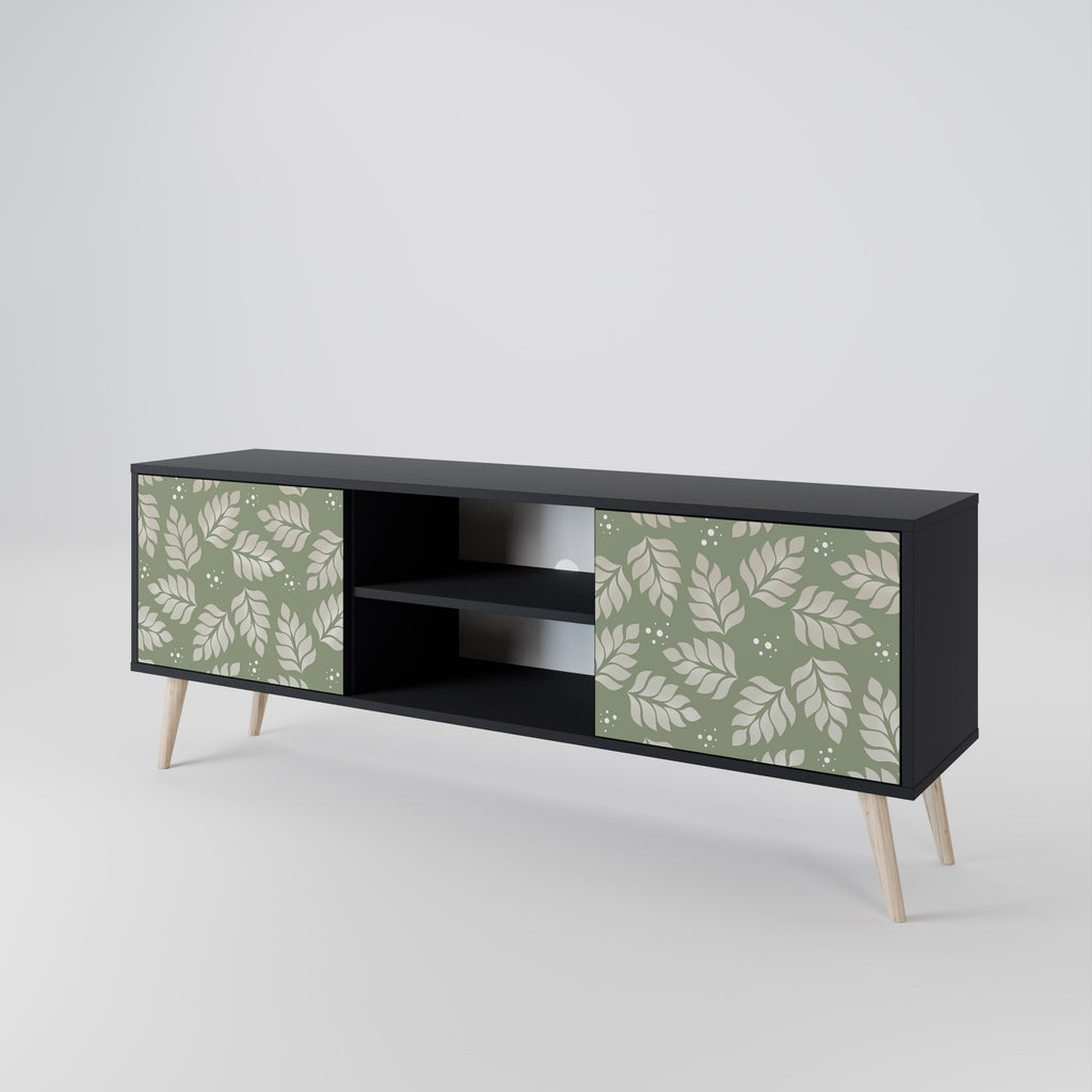 LEAVES ON GREEN 2-Door TV Stand in Black Finish