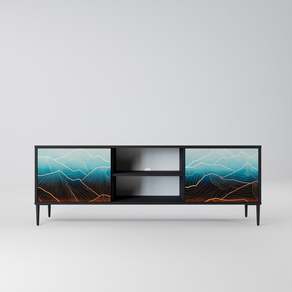 LUNAR SECRETS 2-Door TV Stand in Black Finish