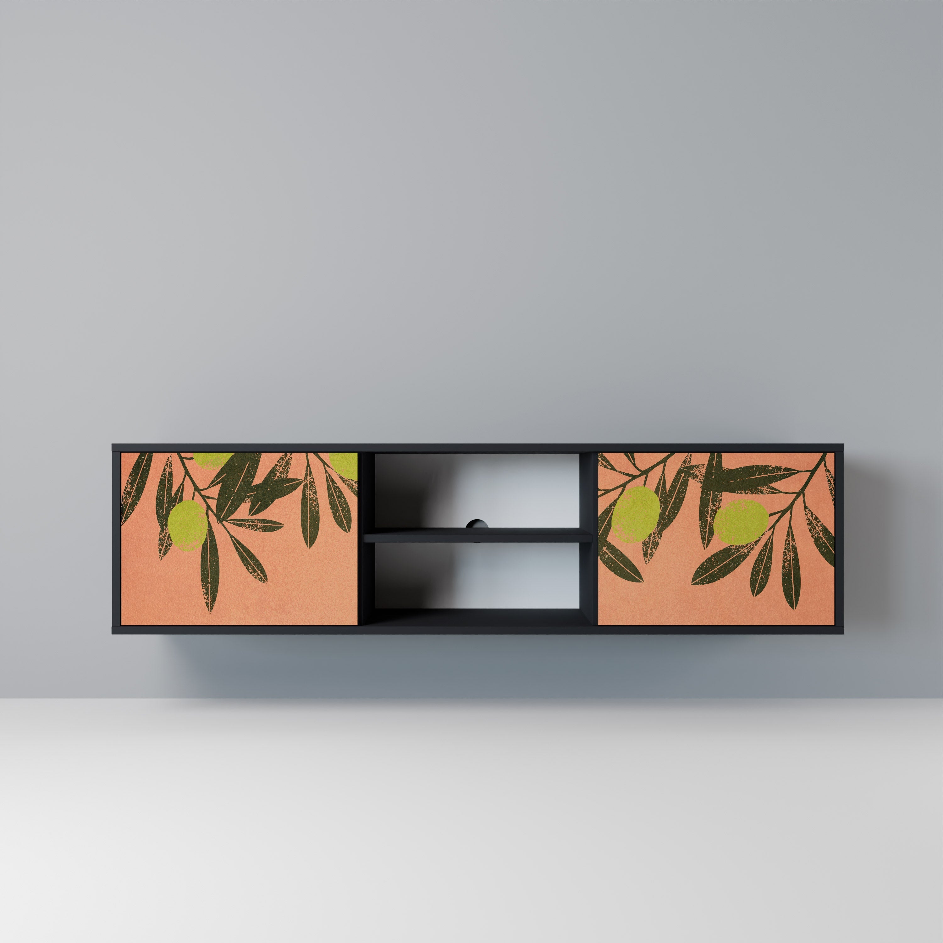 JUICY OLIVES 2-Door TV Stand in Black Finish