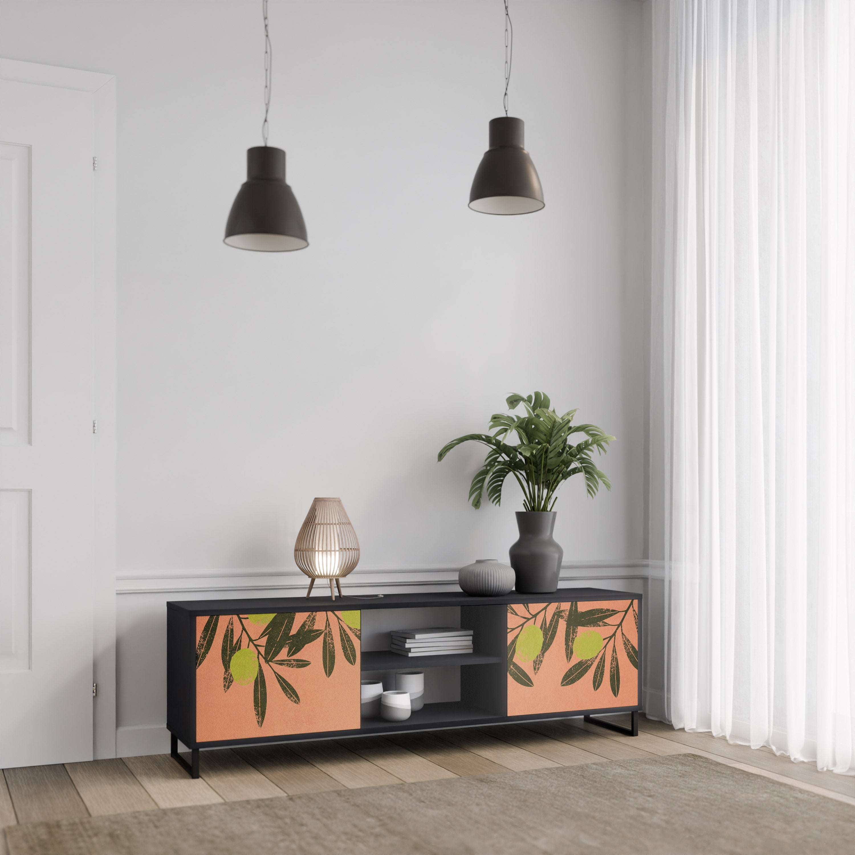 JUICY OLIVES 2-Door TV Stand in Black Finish