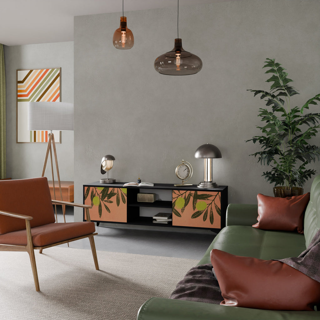 JUICY OLIVES 2-Door TV Stand in Black Finish