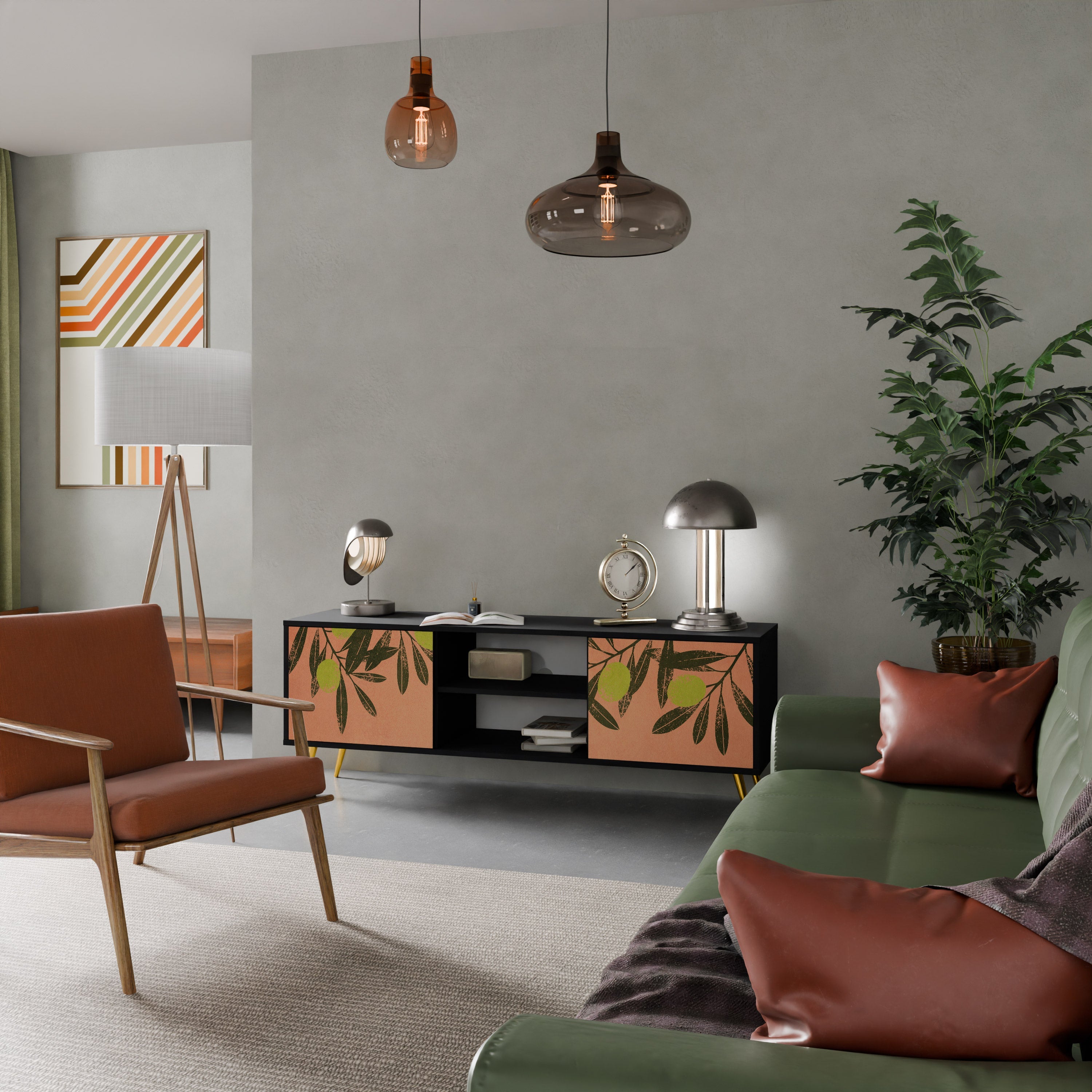 JUICY OLIVES 2-Door TV Stand in Black Finish