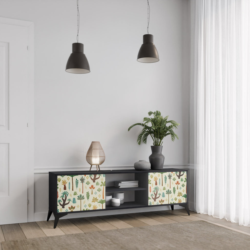 PALM SPRING 2-Door TV Stand in Black Finish