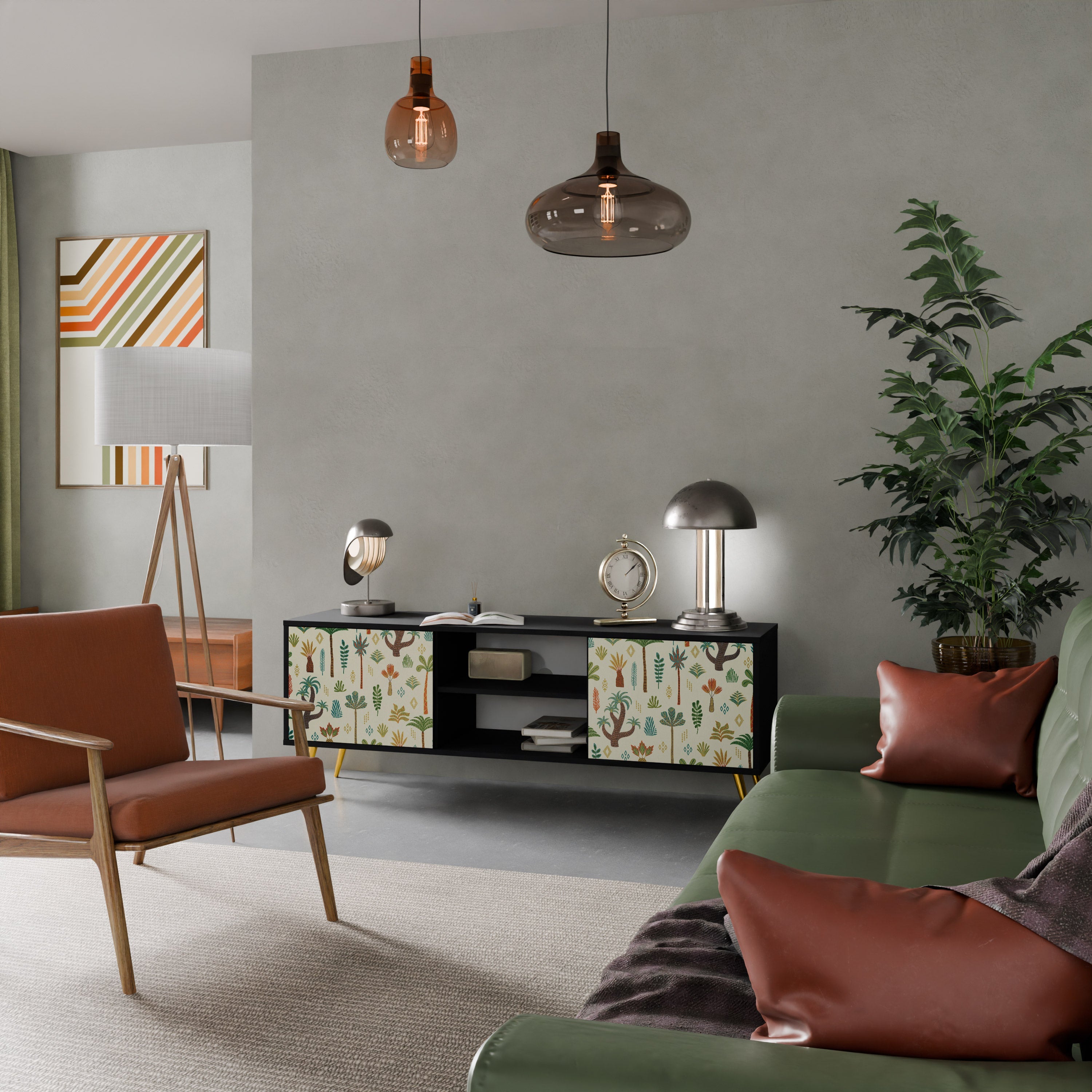 PALM SPRING 2-Door TV Stand in Black Finish