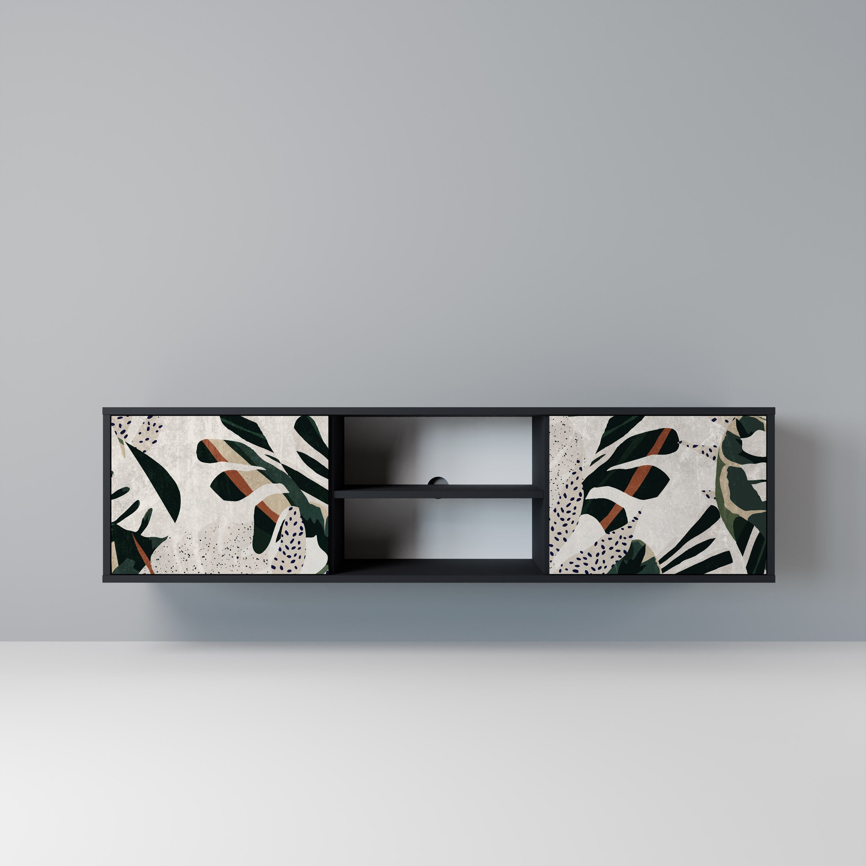 VERDURE FORMATION 2-Door TV Stand in Black Finish