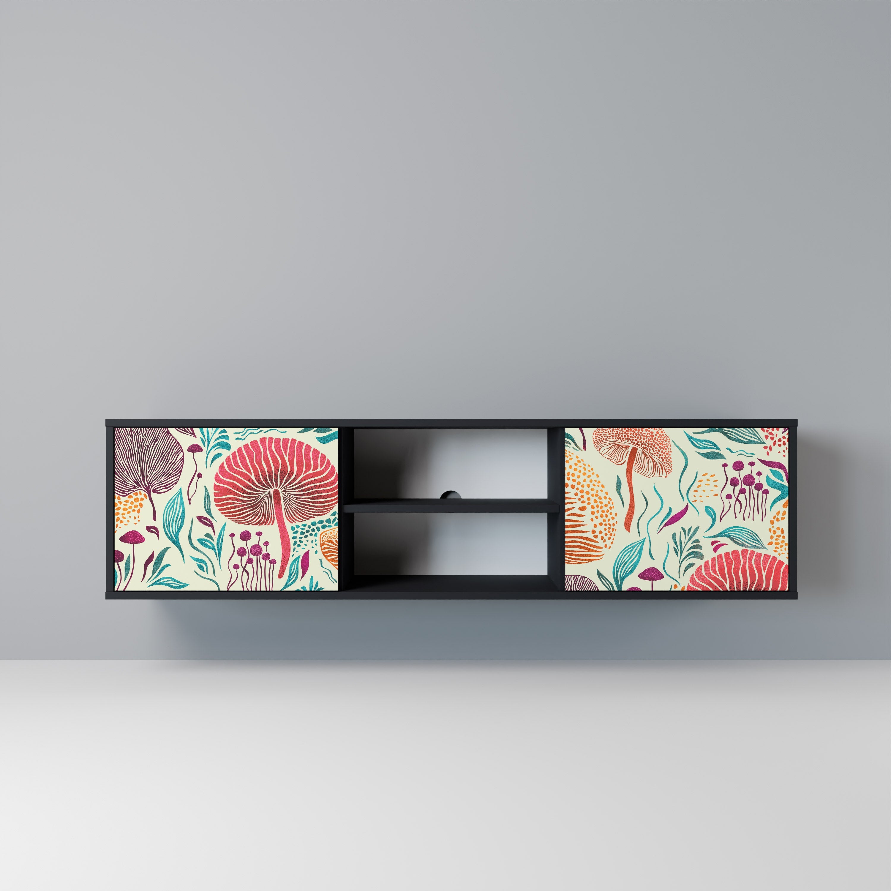 FUNGUS FANTASY 2-Door TV Stand in Black Finish