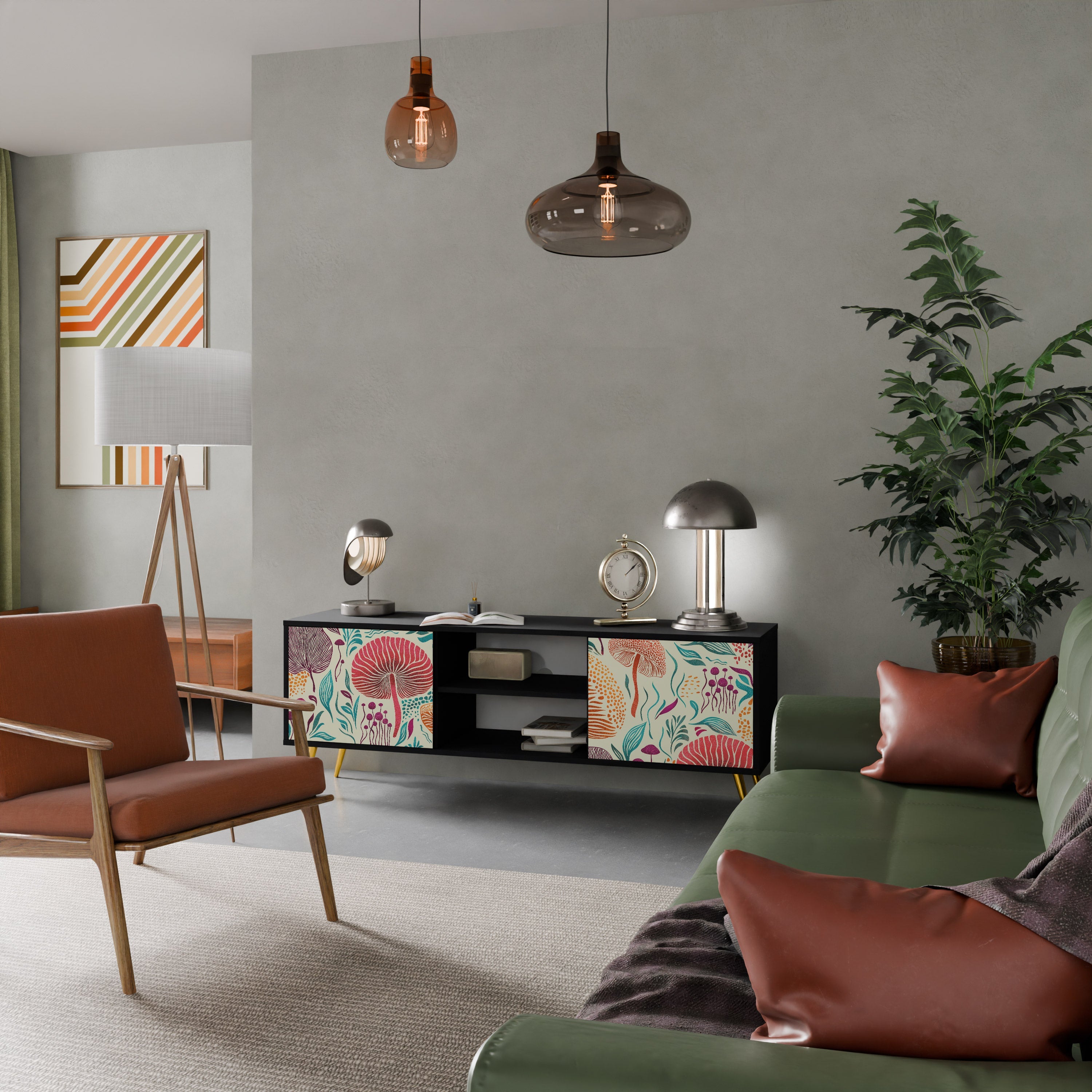 FUNGUS FANTASY 2-Door TV Stand in Black Finish