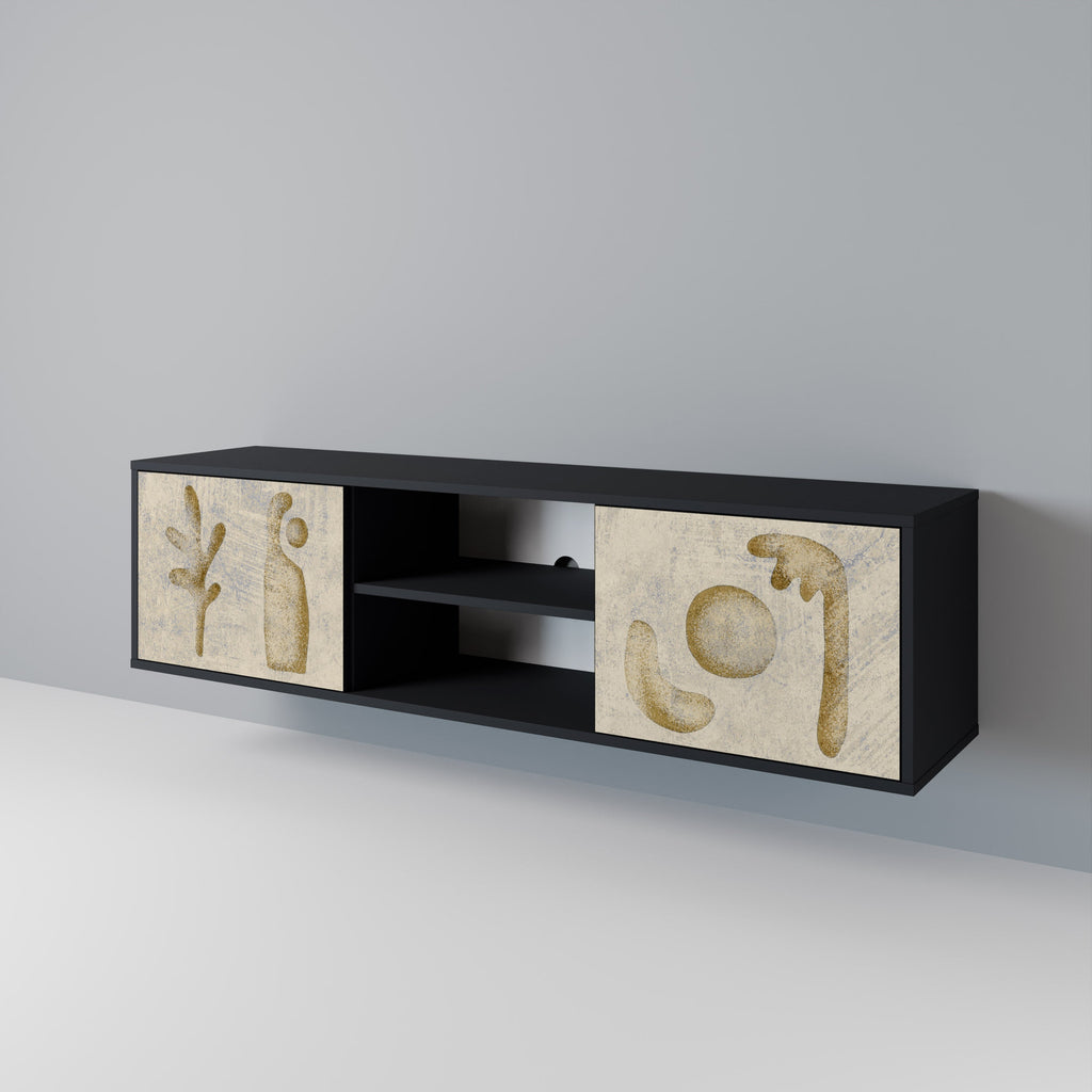 SAND SCULPTURES 2-Door TV Stand in Black Finish