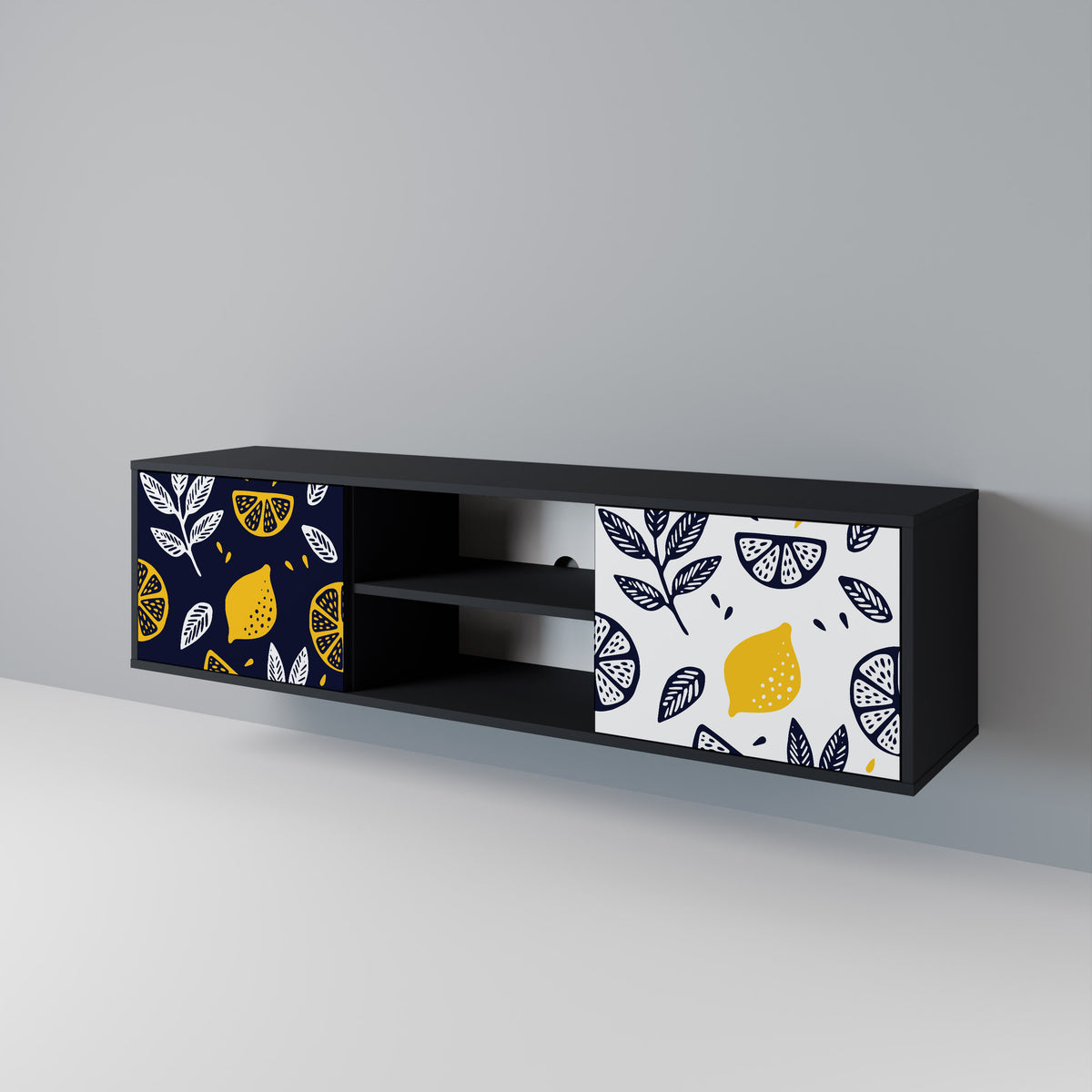 CITRUS BLACK AND WHITE 2-Door TV Cabinet
