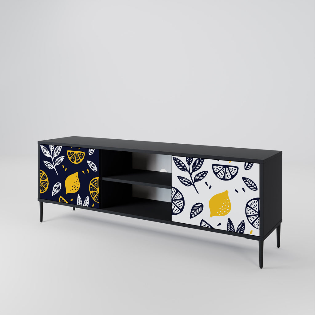 CITRUS BLACK AND WHITE 2-Door TV Stand in Black Finish