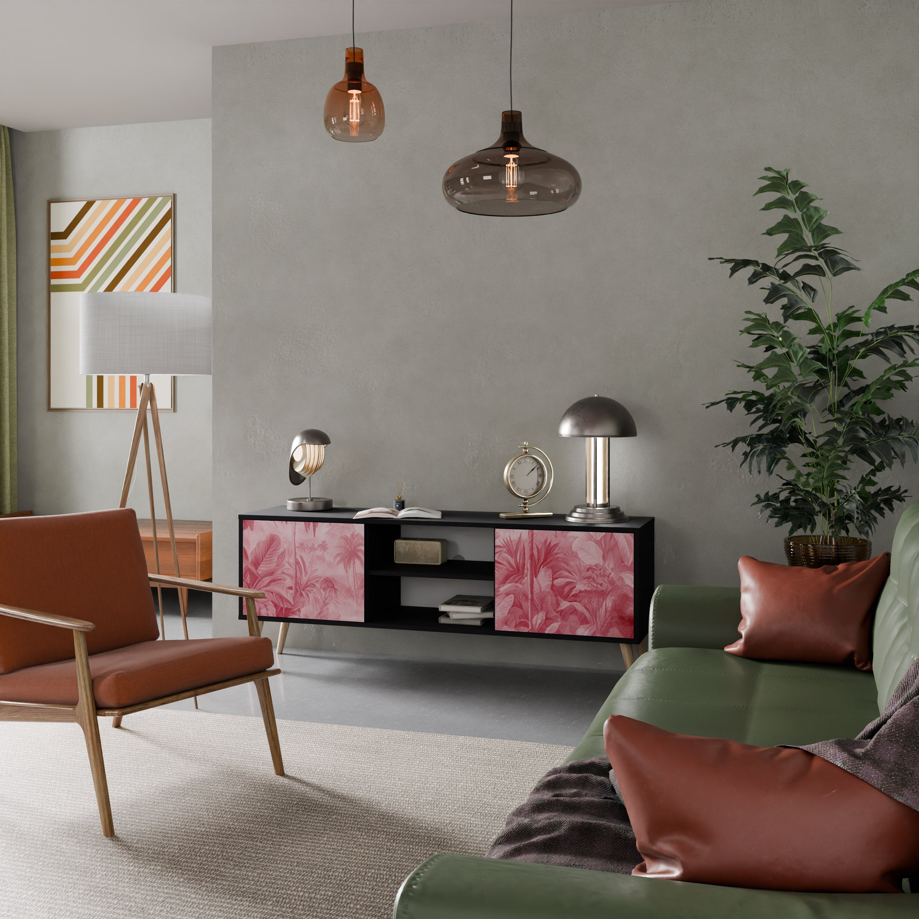 SWEET TROPICS 2-Door TV Stand in Black Finish