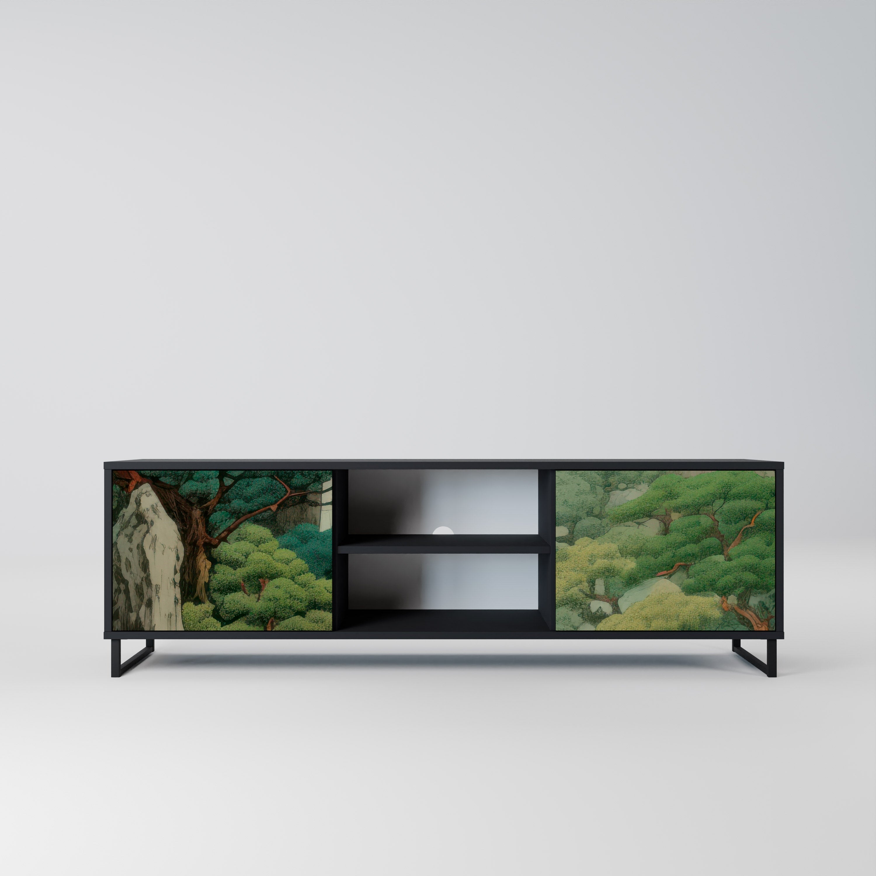 VERDURE ABYSS 2-Door TV Stand in Black Finish