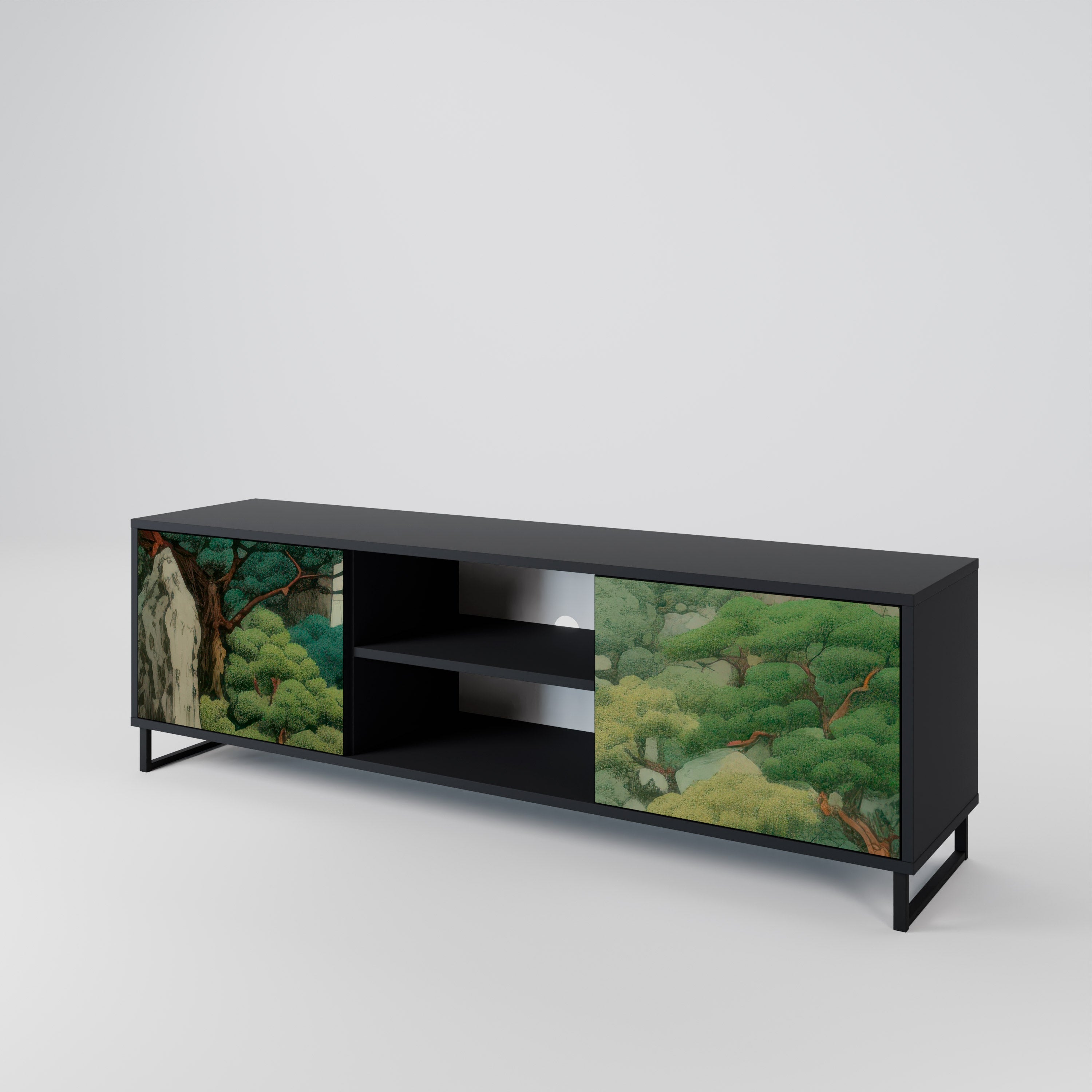 VERDURE ABYSS 2-Door TV Stand in Black Finish