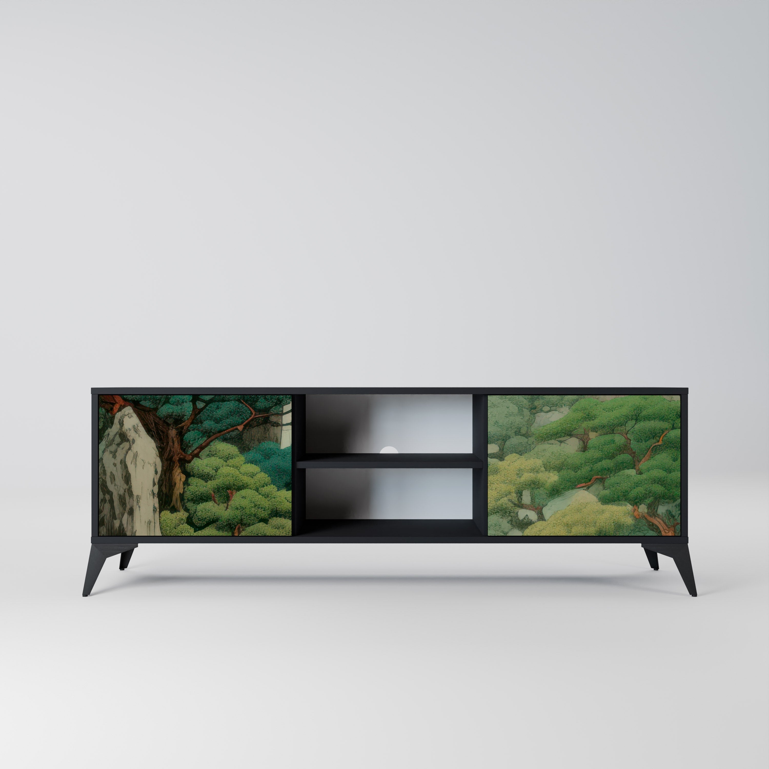 VERDURE ABYSS 2-Door TV Stand in Black Finish