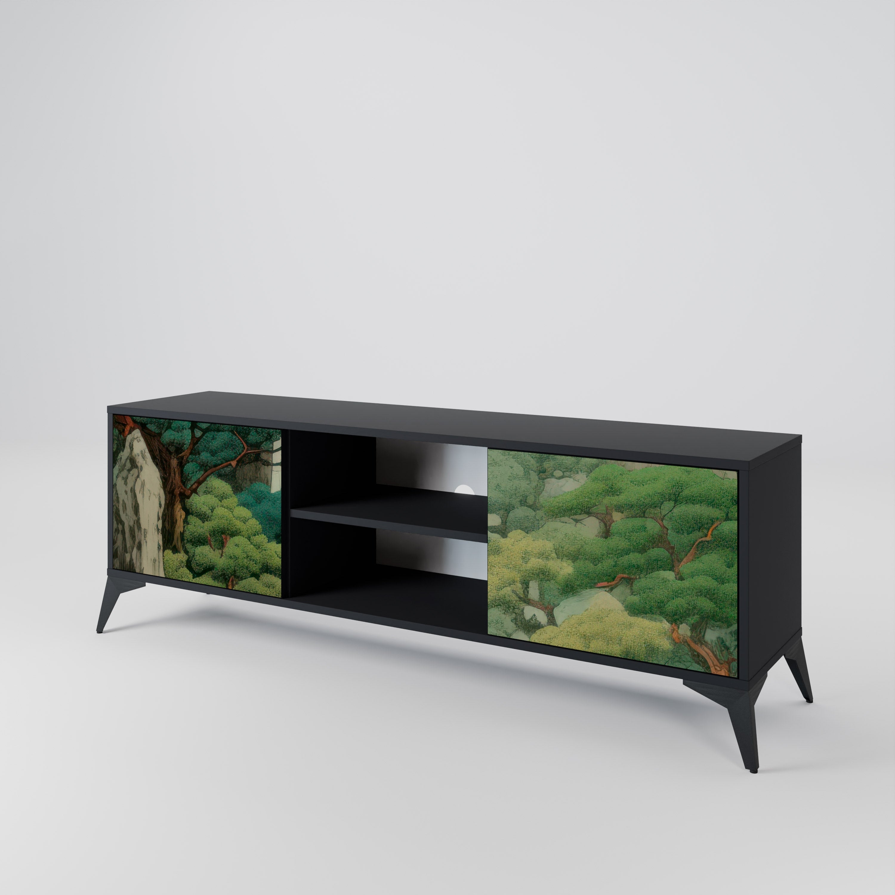 VERDURE ABYSS 2-Door TV Stand in Black Finish