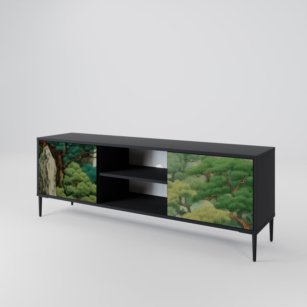 VERDURE ABYSS 2-Door TV Stand in Black Finish