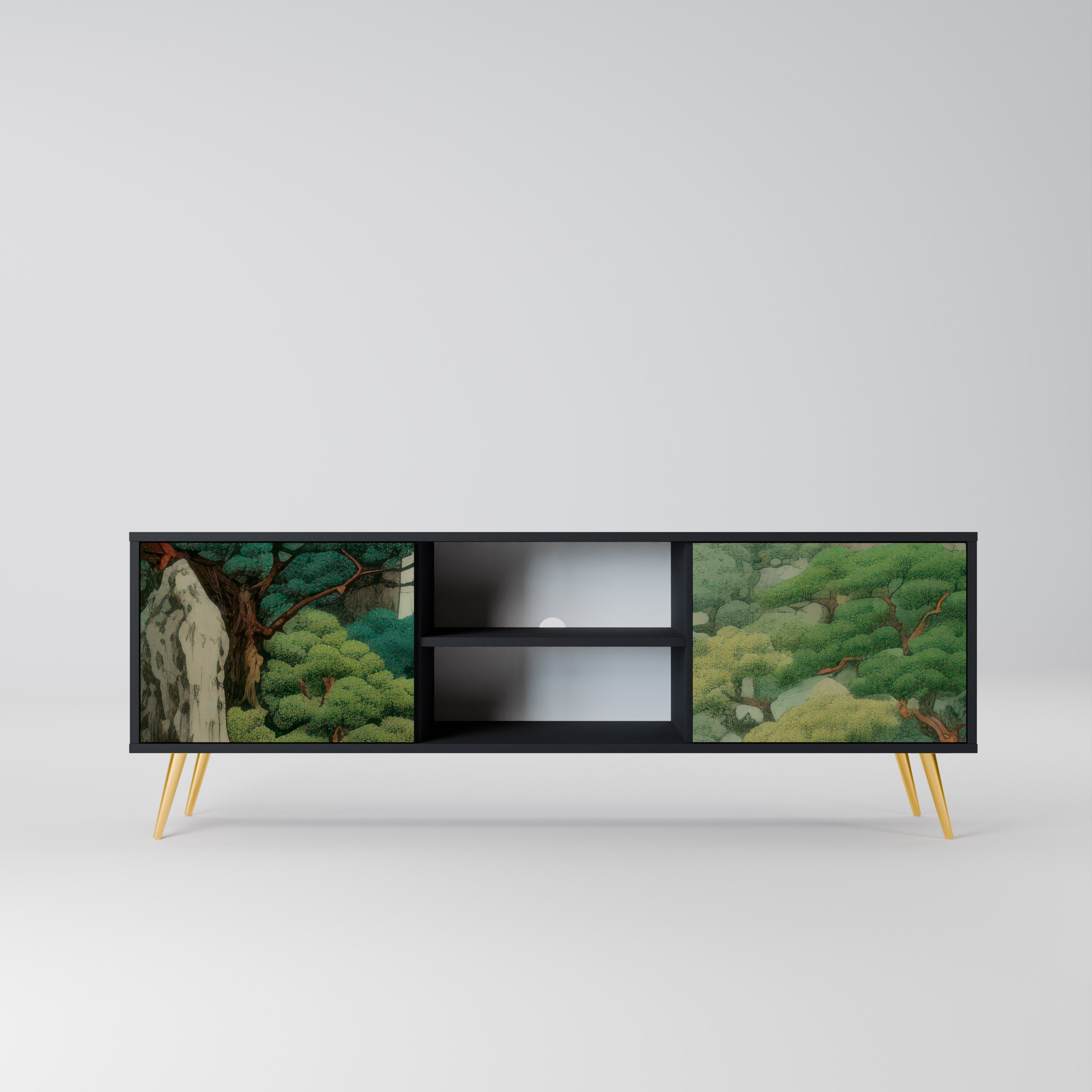 VERDURE ABYSS 2-Door TV Stand in Black Finish