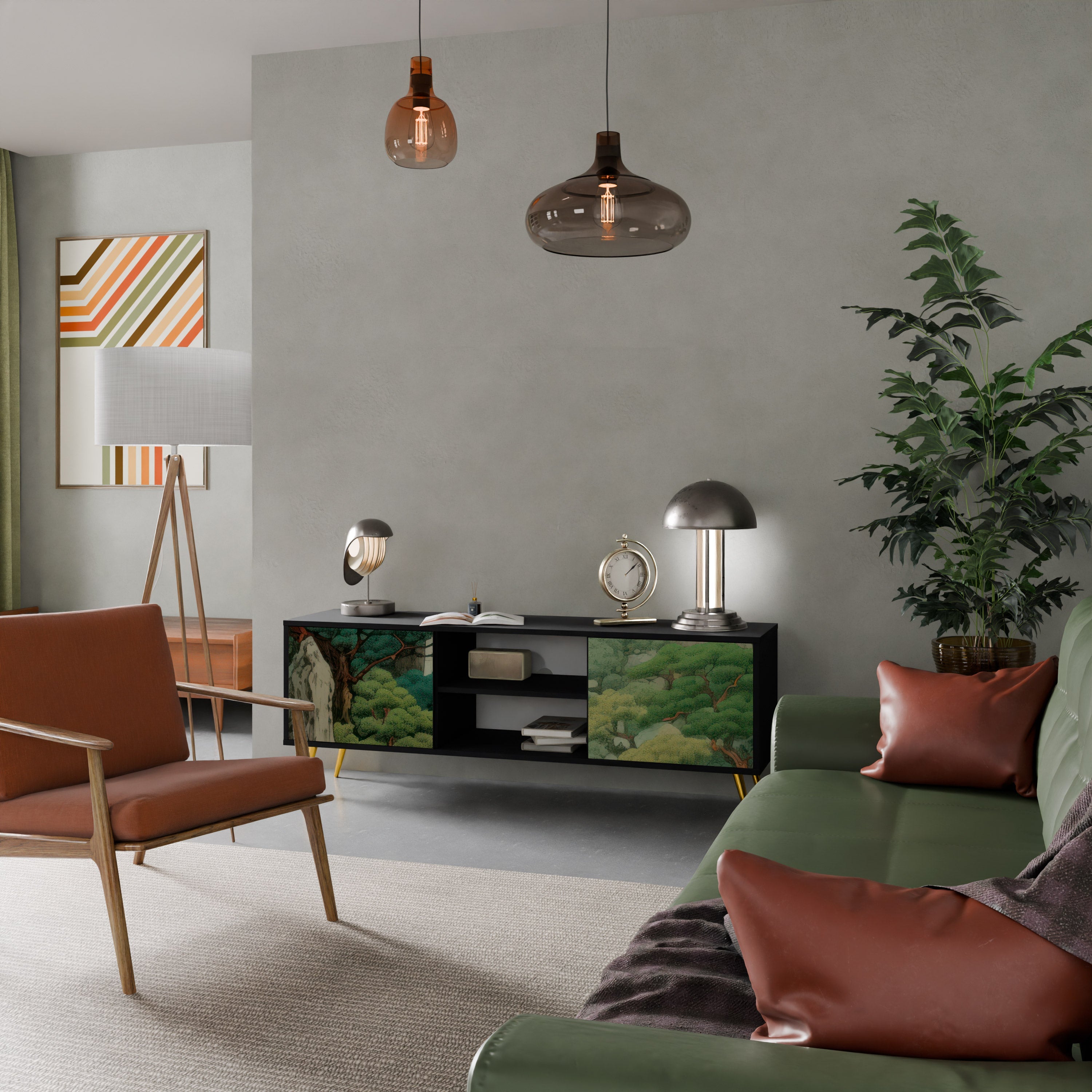 VERDURE ABYSS 2-Door TV Stand in Black Finish