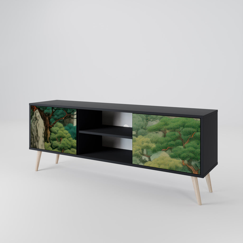 VERDURE ABYSS 2-Door TV Stand in Black Finish