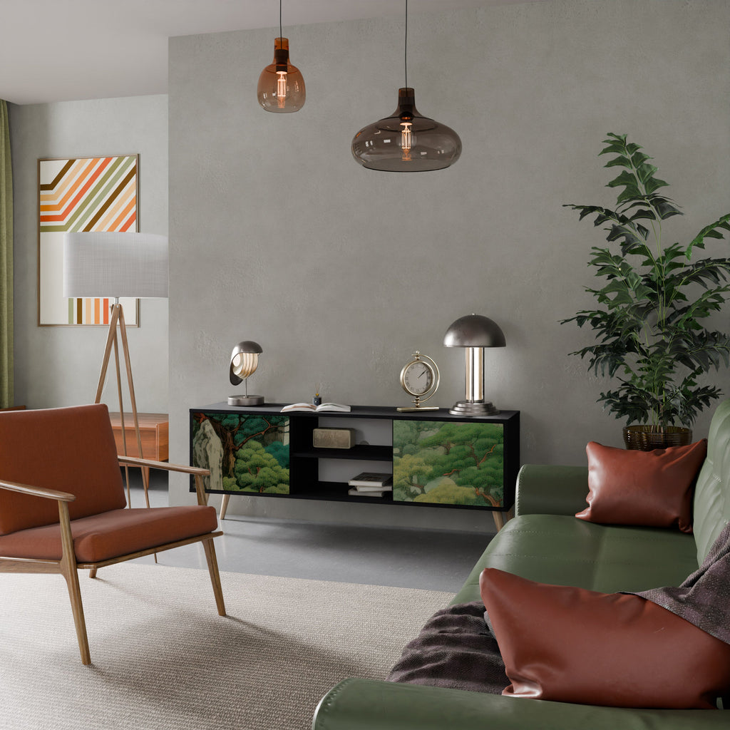 VERDURE ABYSS 2-Door TV Stand in Black Finish