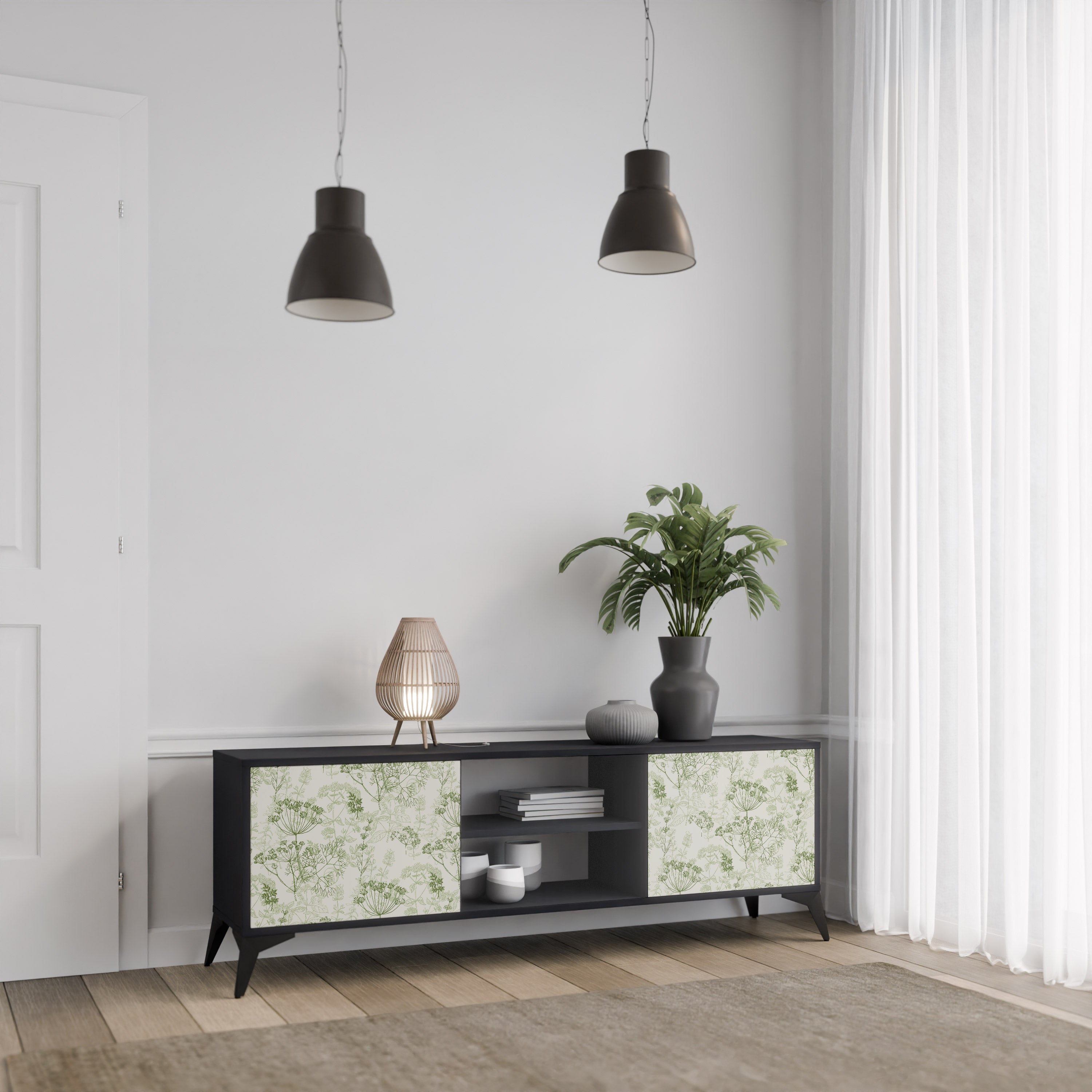 FENNEL BALDACHIN 2-Door TV Stand in Black Finish