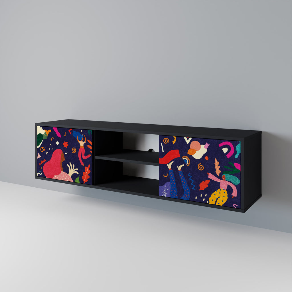 FESTIVE PLEASURES 2-Door TV Stand in Black Finish