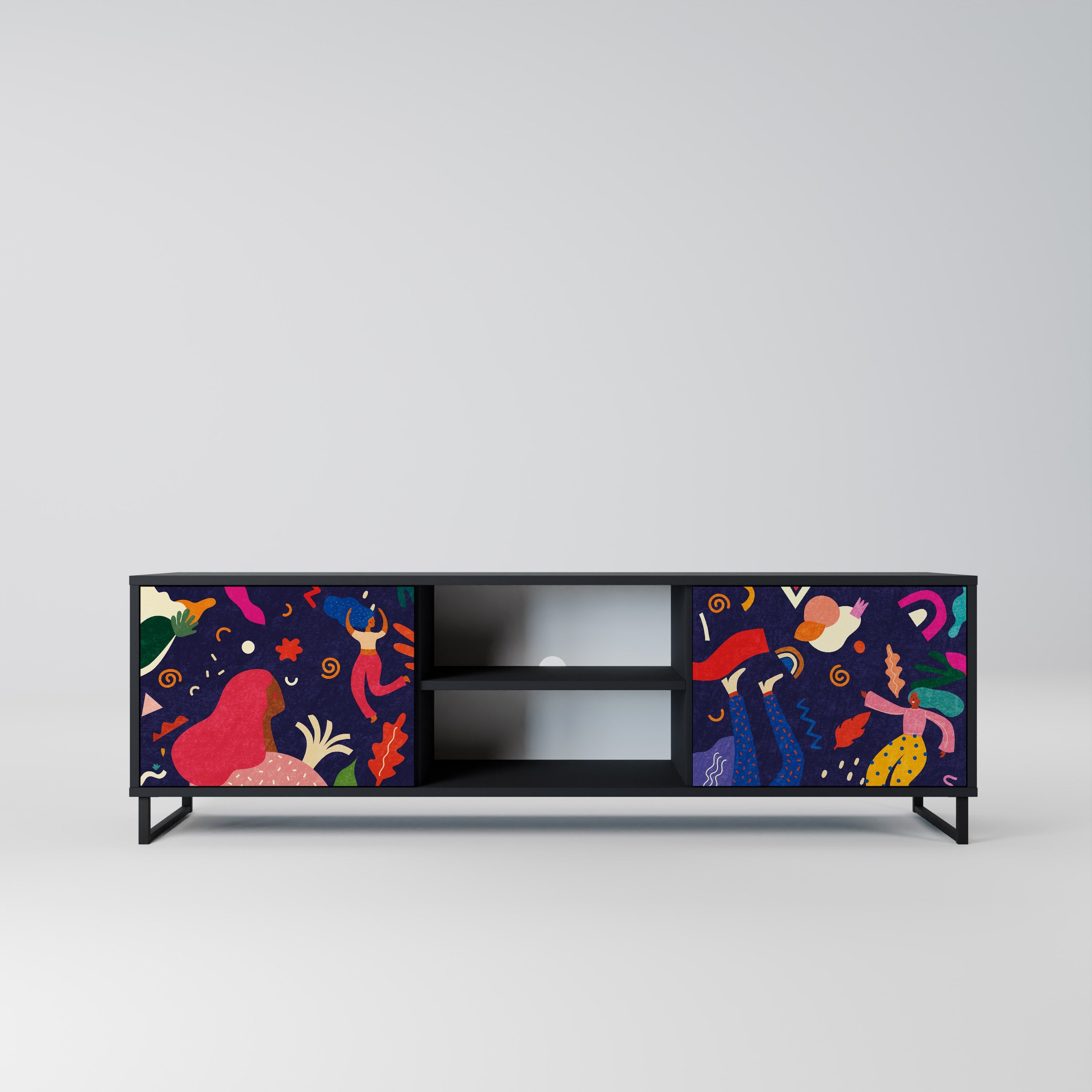 FESTIVE PLEASURES 2-Door TV Stand in Black Finish
