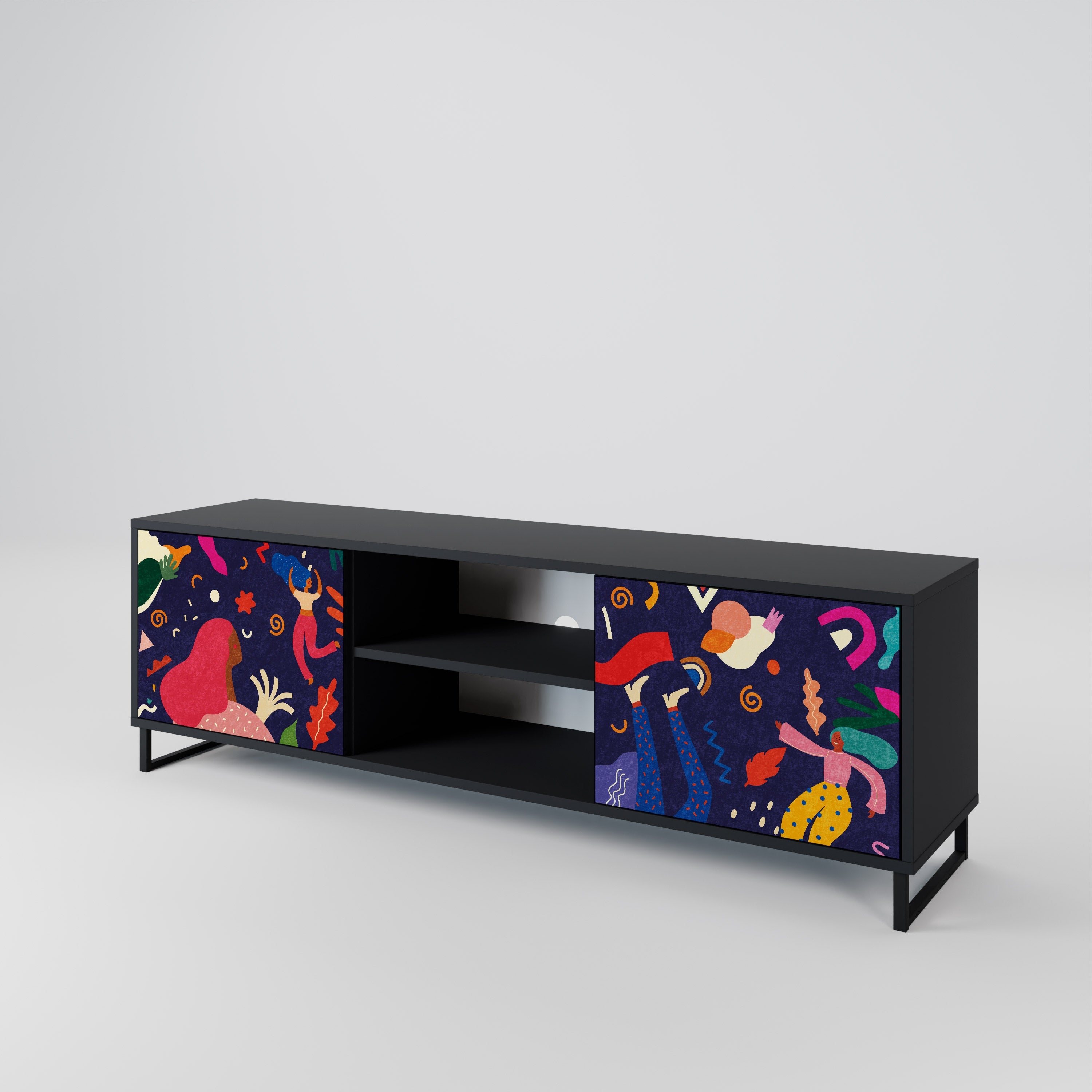 FESTIVE PLEASURES 2-Door TV Stand in Black Finish