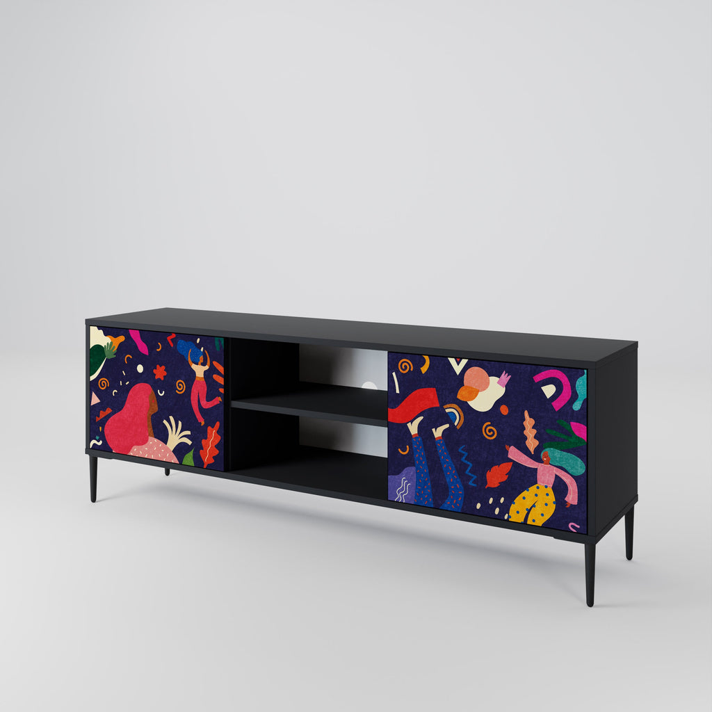 FESTIVE PLEASURES 2-Door TV Stand in Black Finish