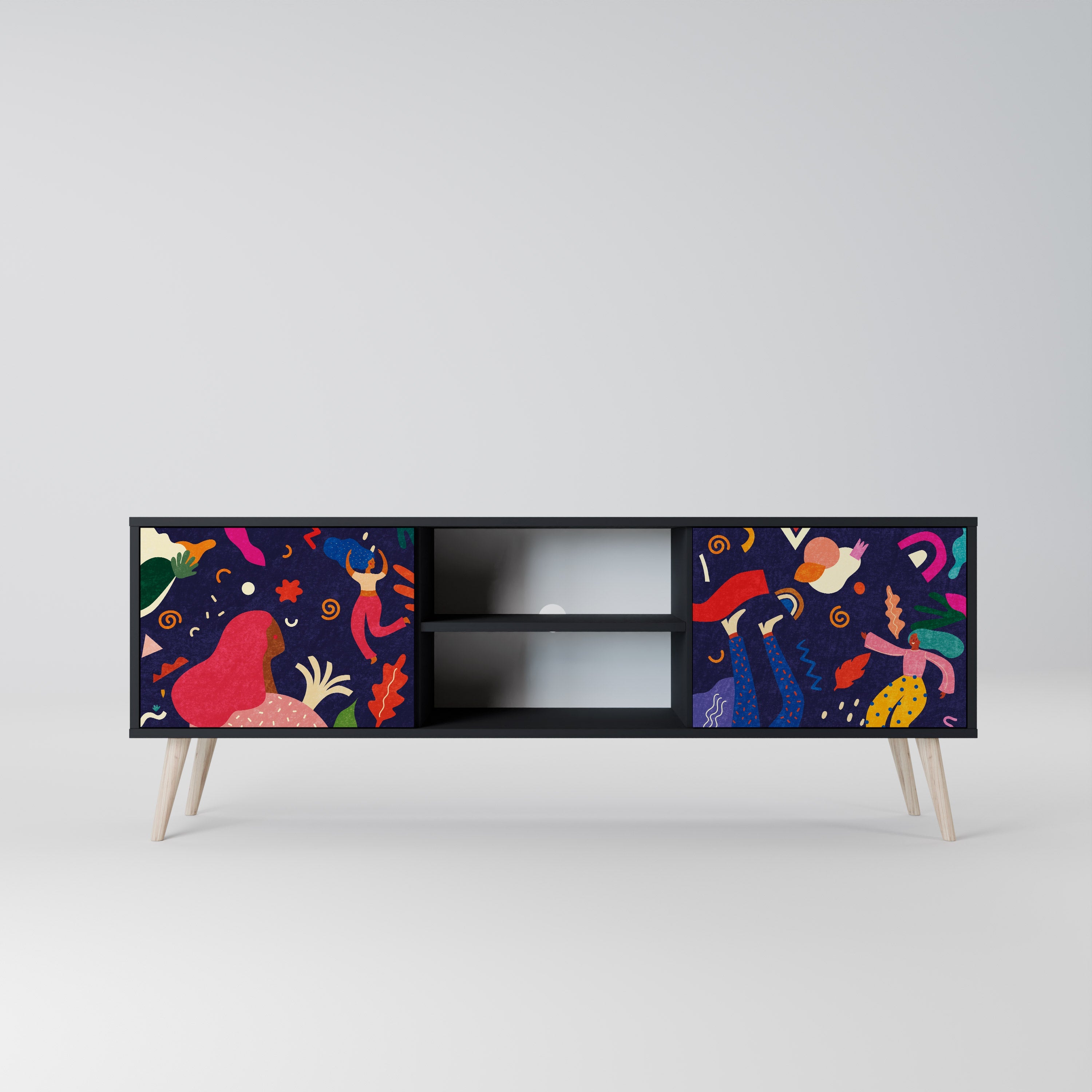 FESTIVE PLEASURES 2-Door TV Stand in Black Finish