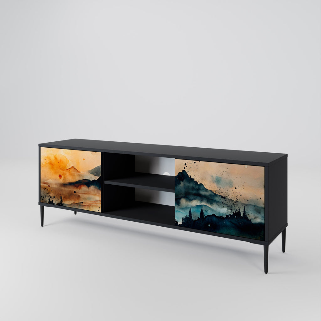 OMINOUS MOUNTAINS 2-Door TV Stand in Black Finish