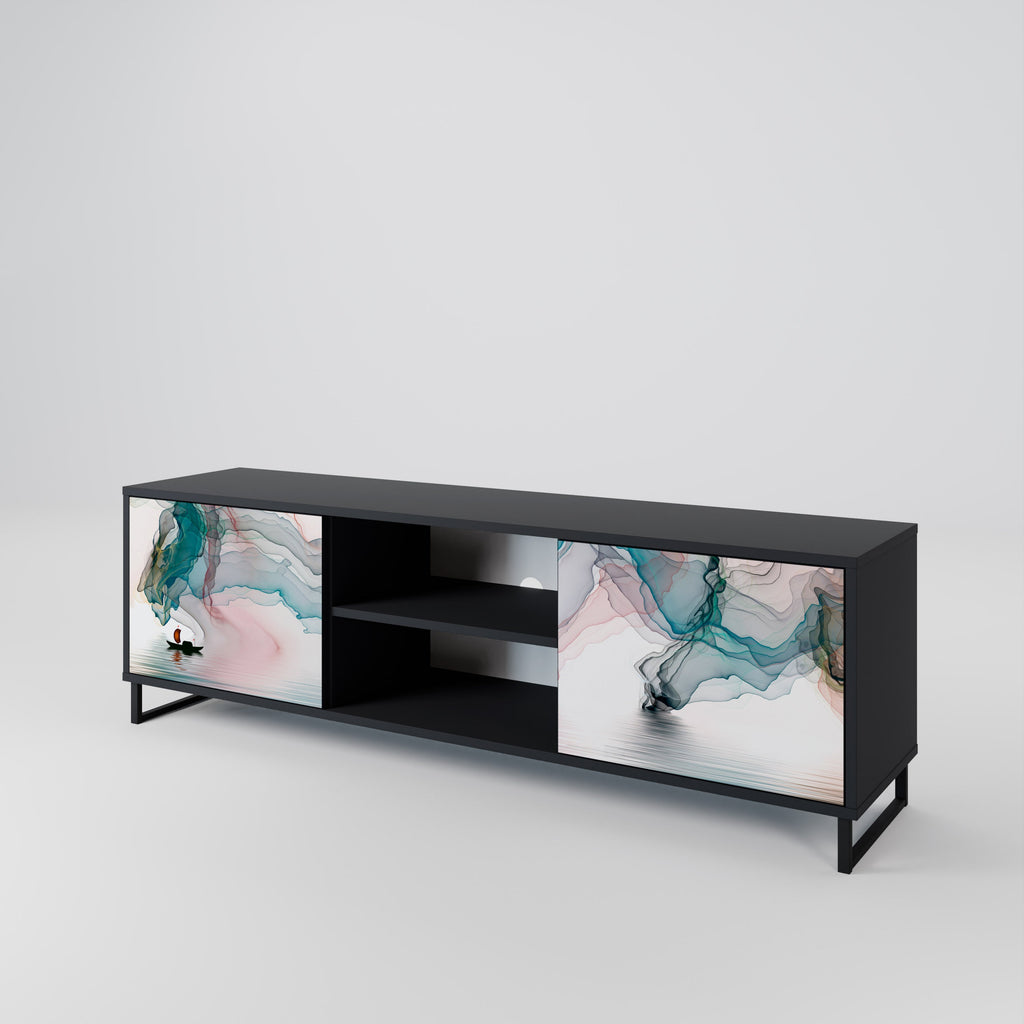 VELVET CROSSING 2-Door TV Stand in Black Finish