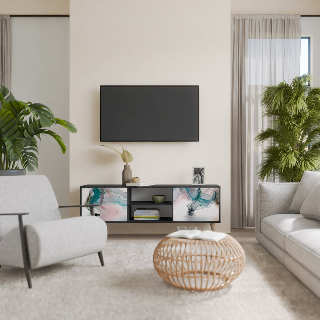 VELVET CROSSING 2-Door TV Stand in Black Finish