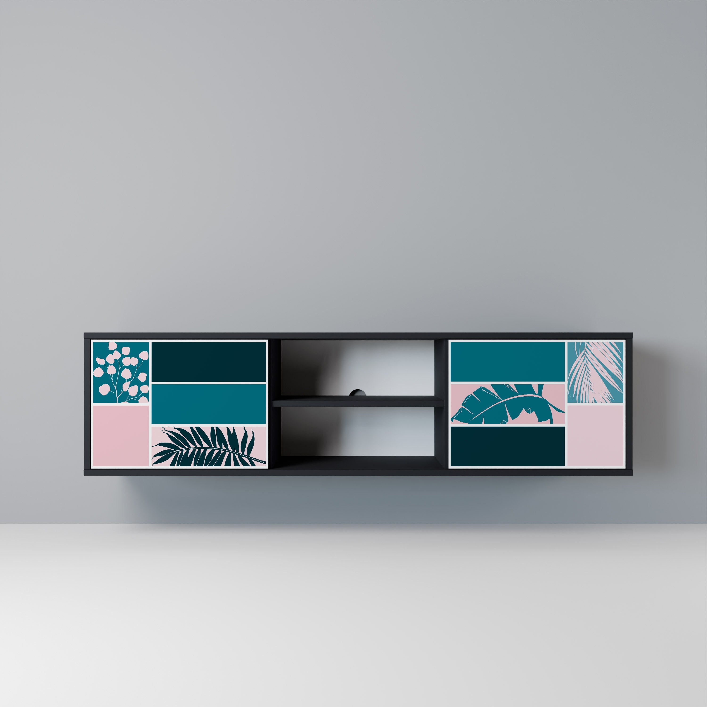 COMBINATION OF SHAPES 2-Door TV Stand in Black Finish