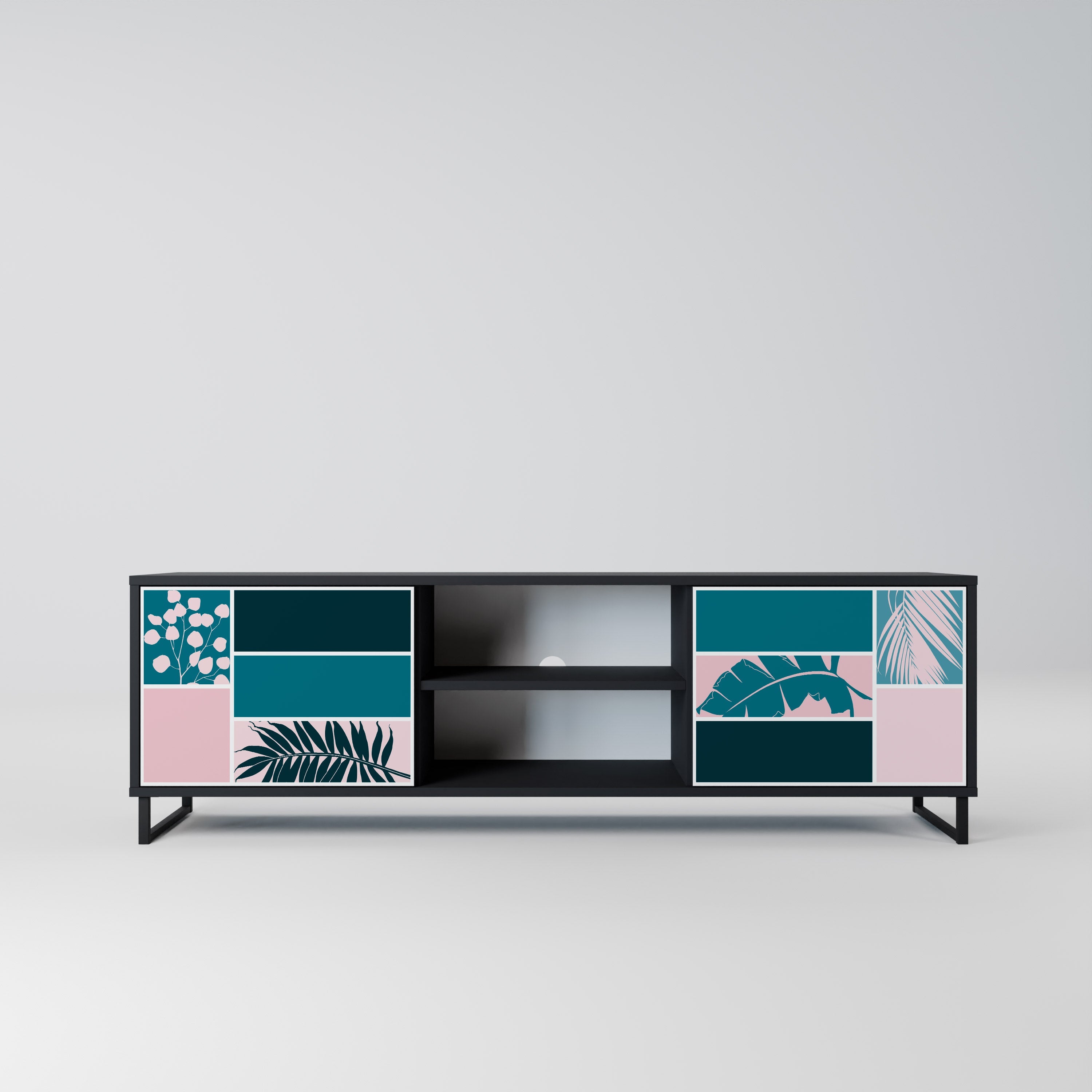 COMBINATION OF SHAPES 2-Door TV Stand in Black Finish