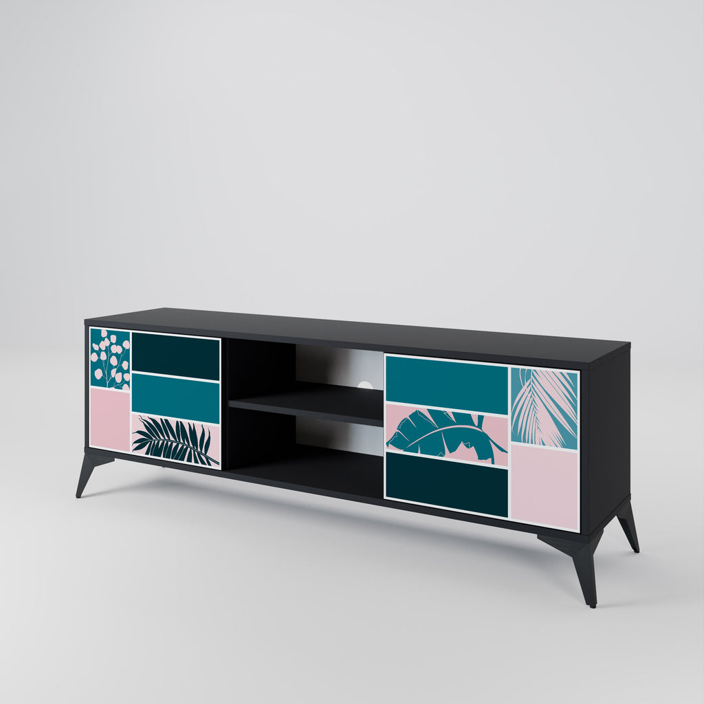 COMBINATION OF SHAPES 2-Door TV Stand in Black Finish