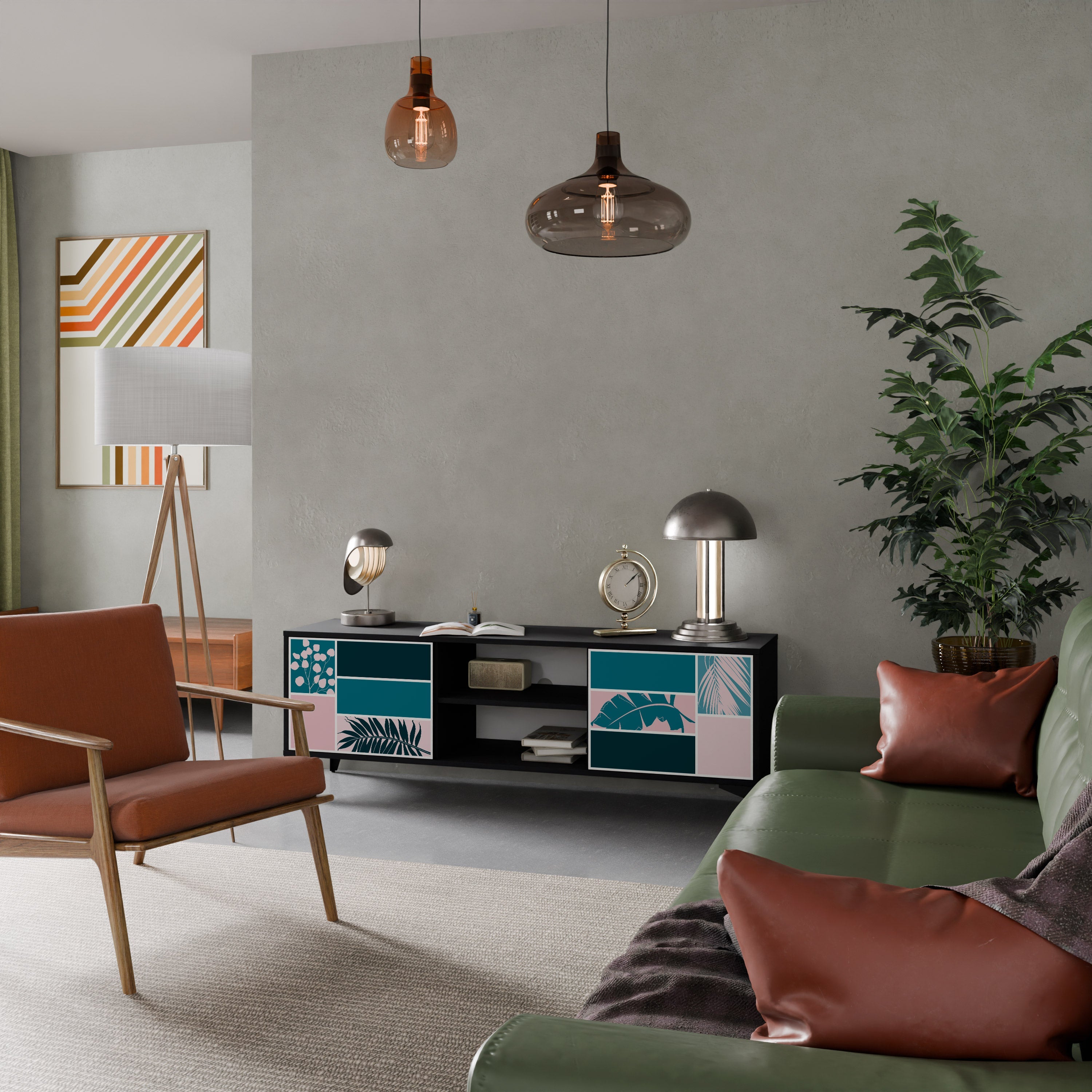 COMBINATION OF SHAPES 2-Door TV Stand in Black Finish