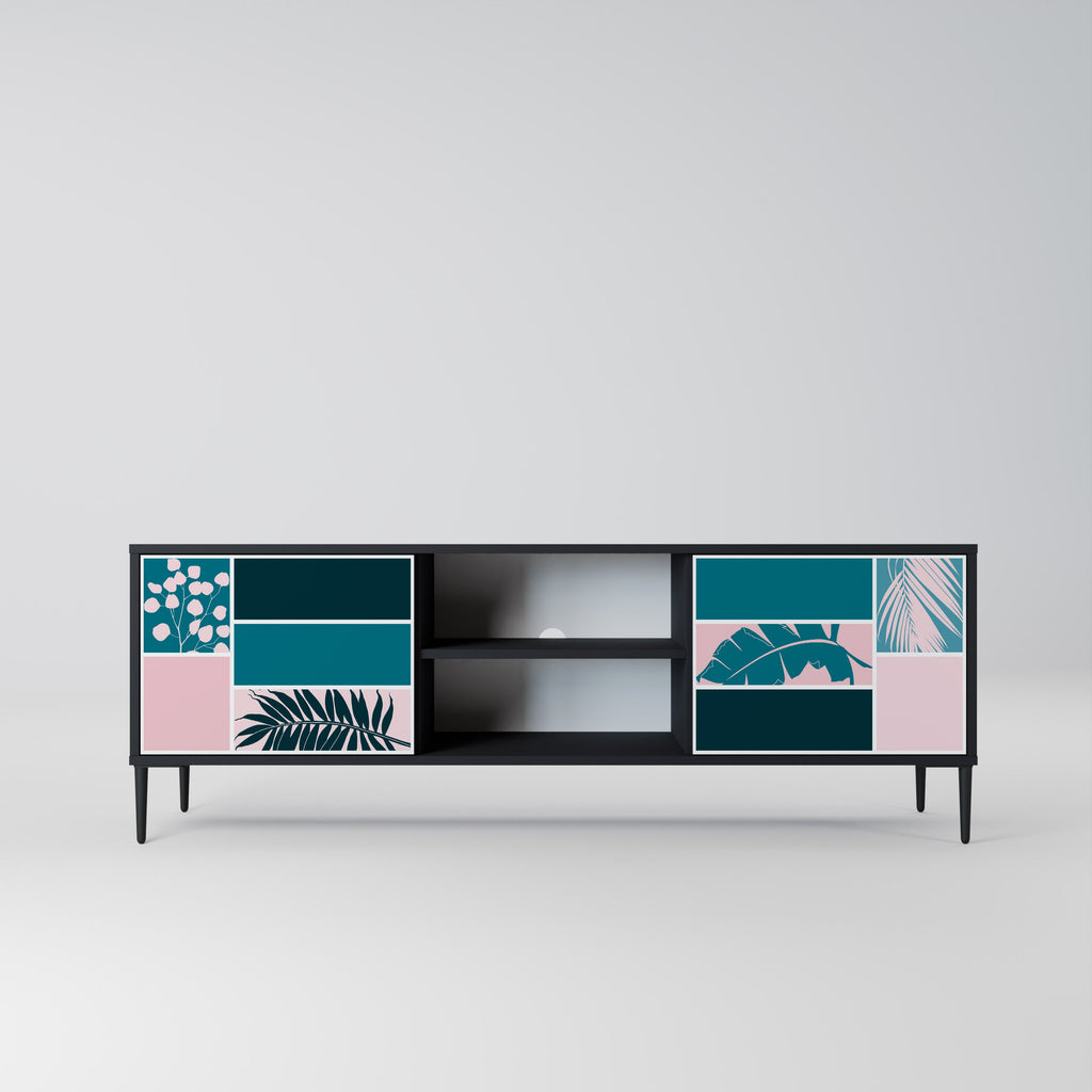COMBINATION OF SHAPES 2-Door TV Stand in Black Finish