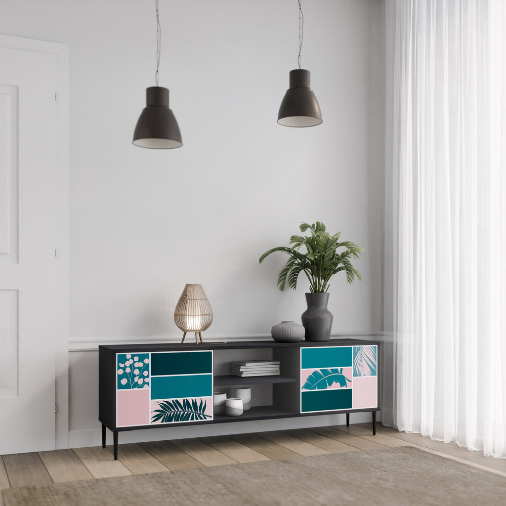 COMBINATION OF SHAPES 2-Door TV Stand in Black Finish