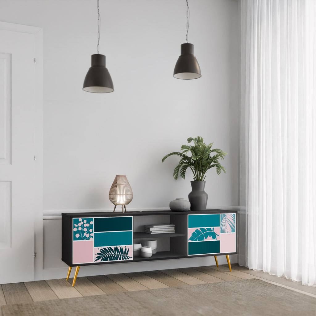 COMBINATION OF SHAPES 2-Door TV Stand in Black Finish