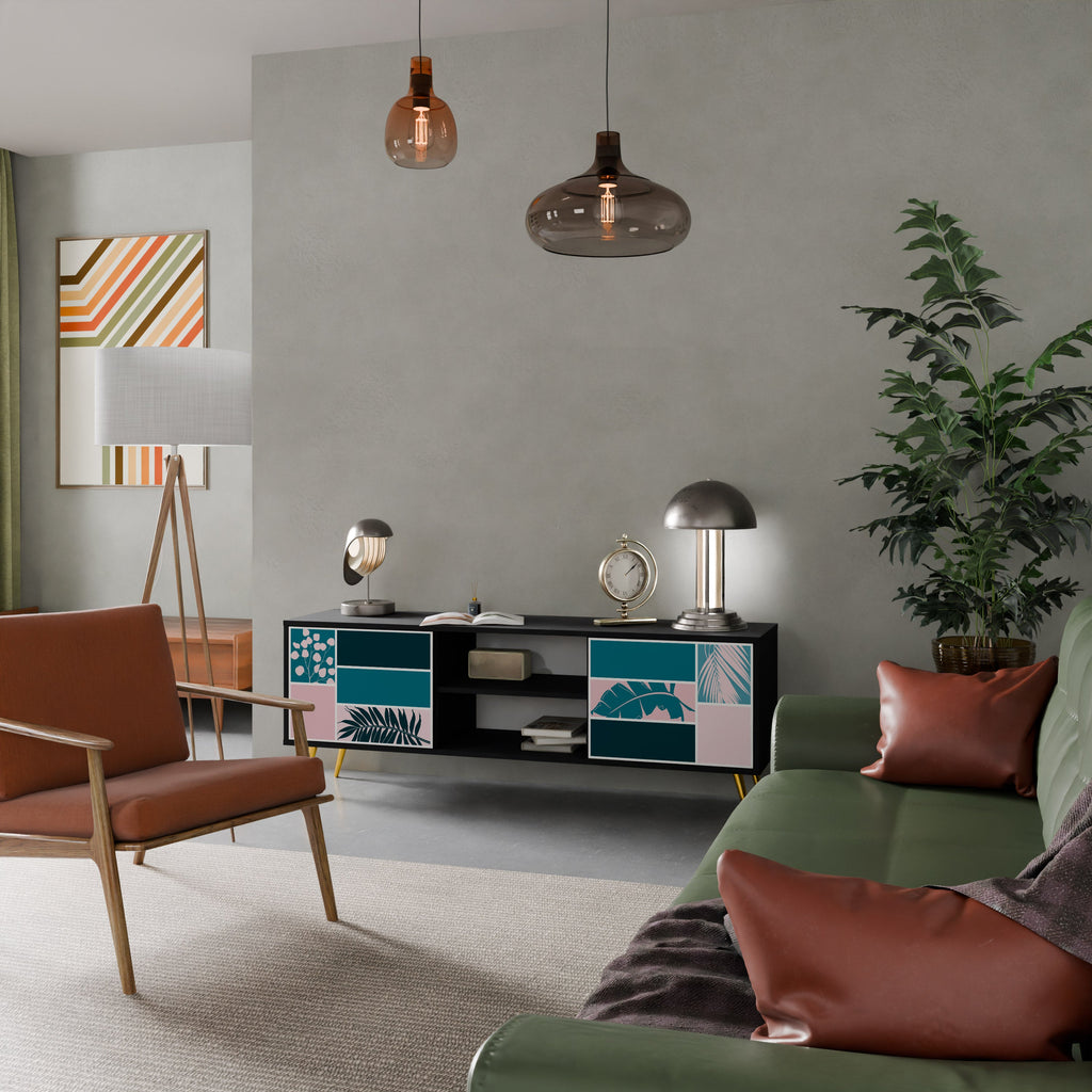 COMBINATION OF SHAPES 2-Door TV Stand in Black Finish