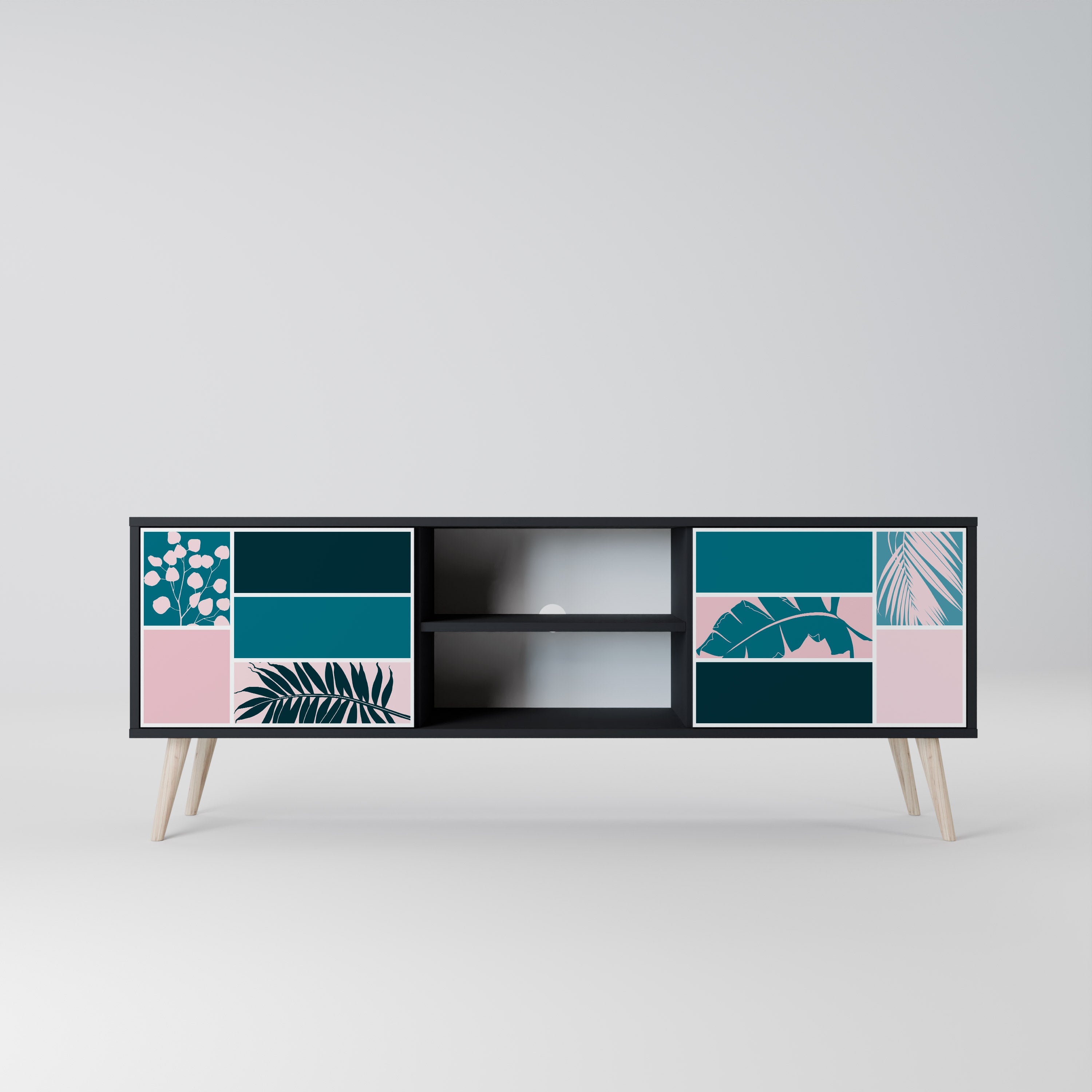 COMBINATION OF SHAPES 2-Door TV Stand in Black Finish