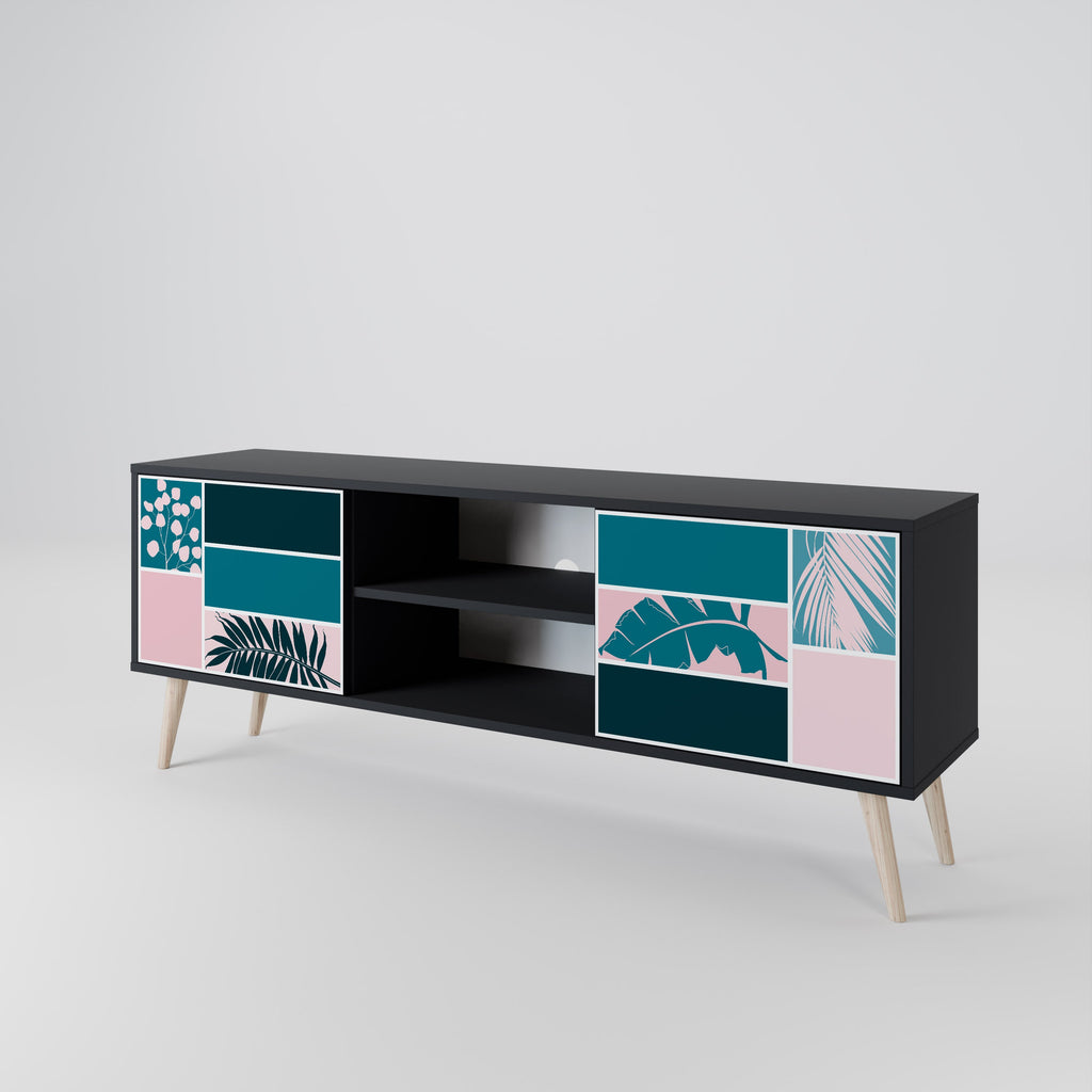 COMBINATION OF SHAPES 2-Door TV Stand in Black Finish