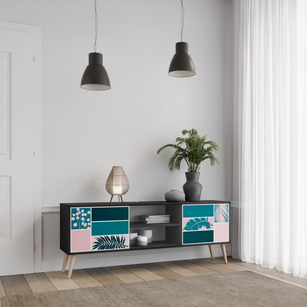 COMBINATION OF SHAPES 2-Door TV Stand in Black Finish