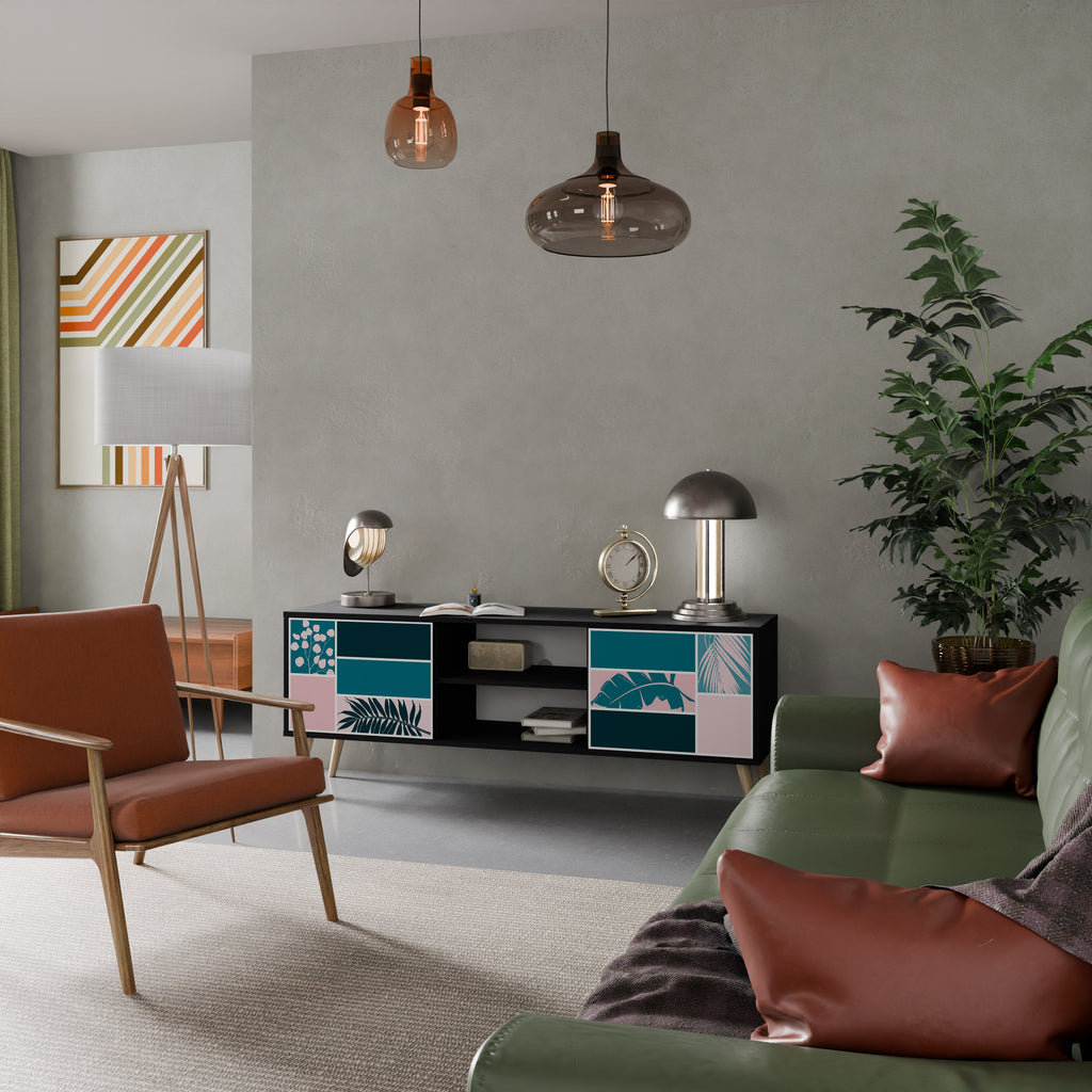 COMBINATION OF SHAPES 2-Door TV Stand in Black Finish