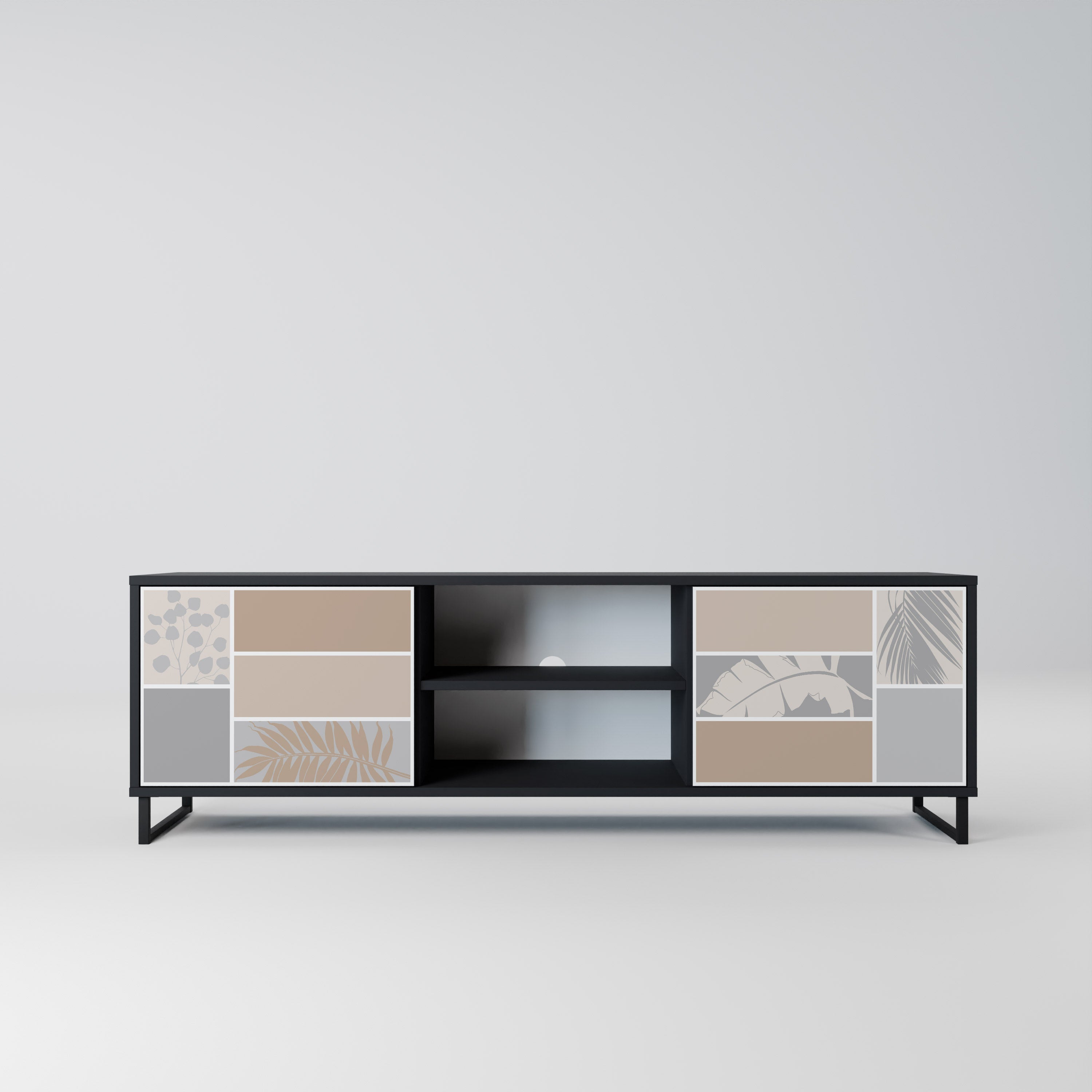 TROPICAL SHAPES 2-Door TV Stand in Black Finish