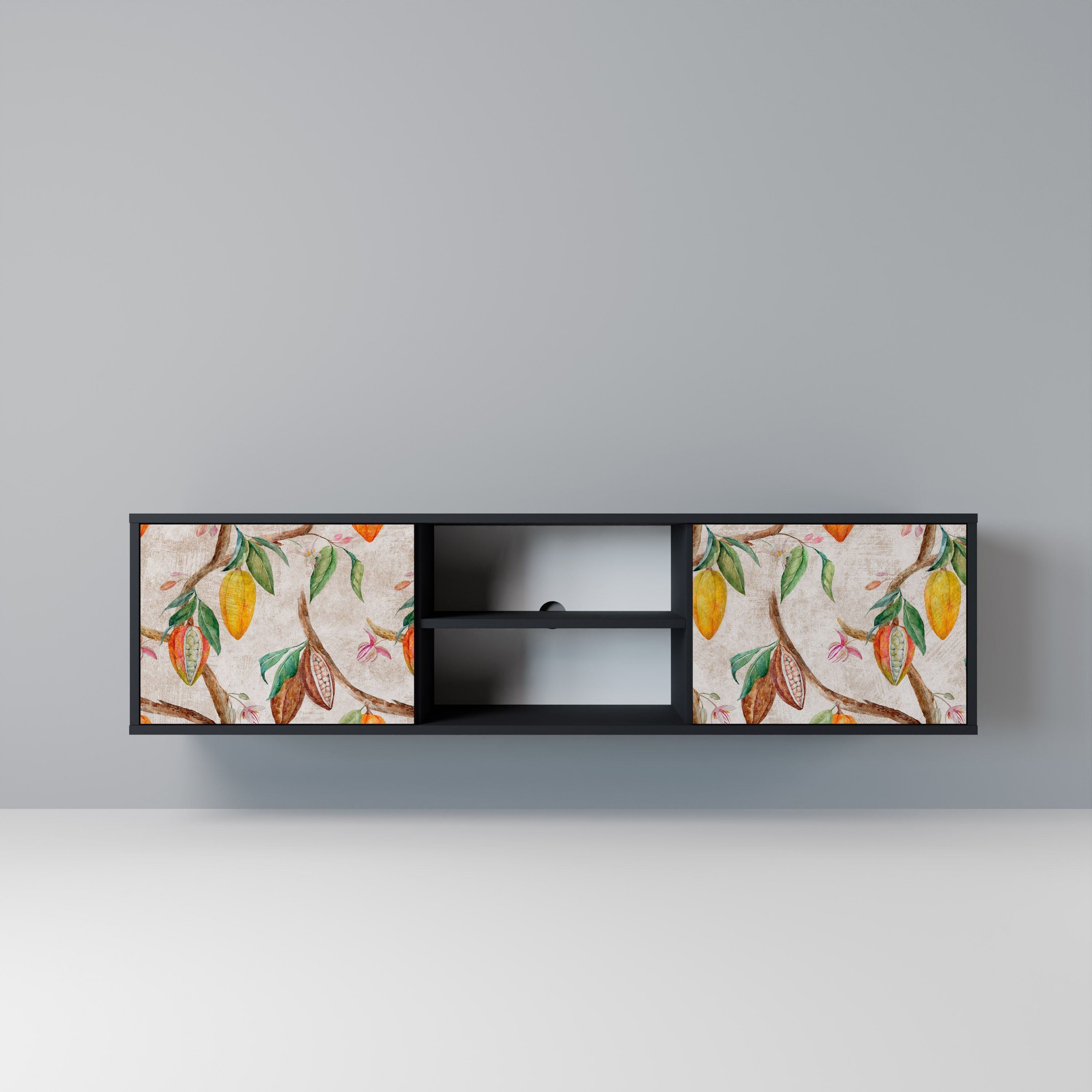 COCOA FRUITS 2-Door TV Stand in Black Finish